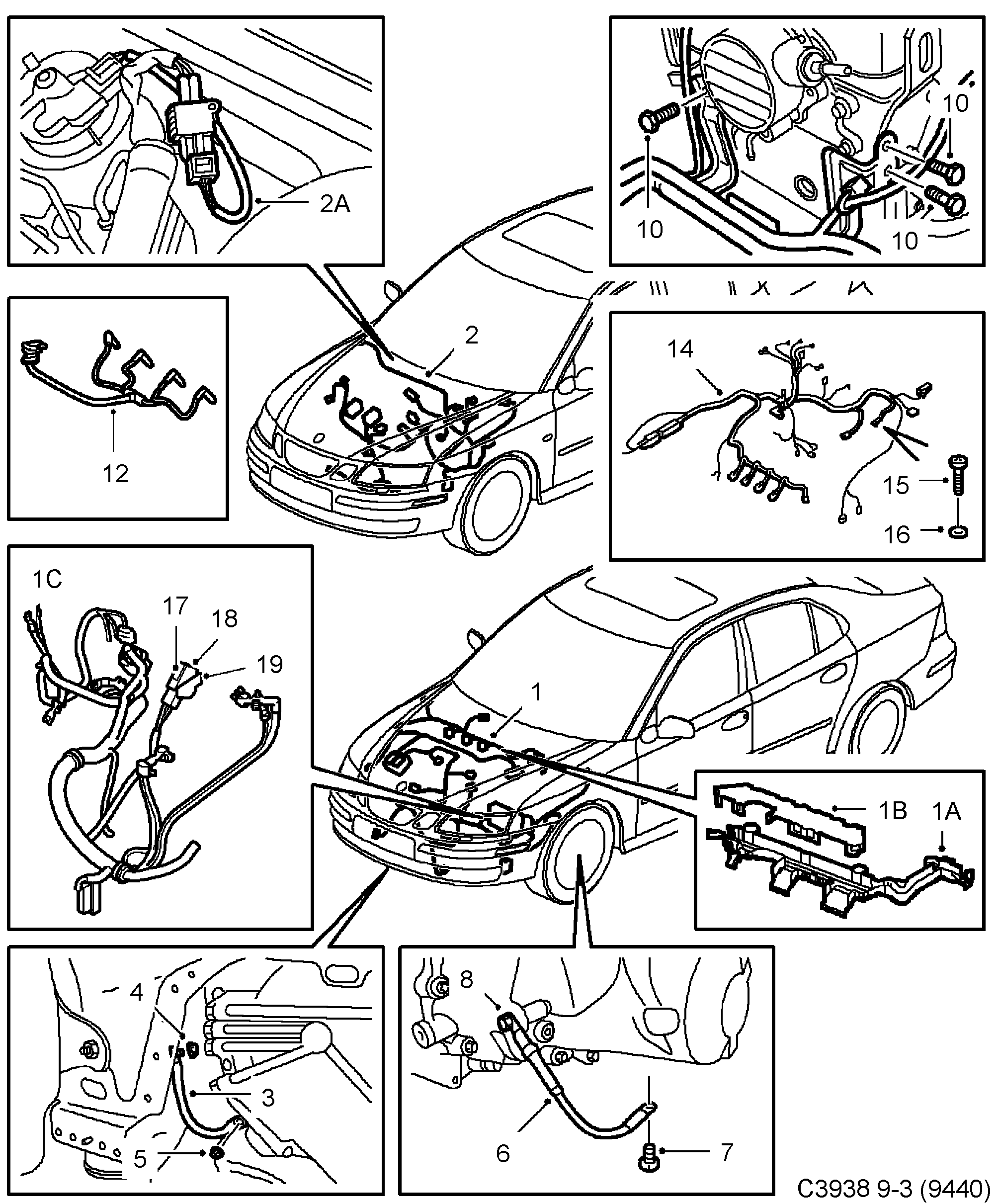 Saab 9-3 (9440) Motor, transmission diagram