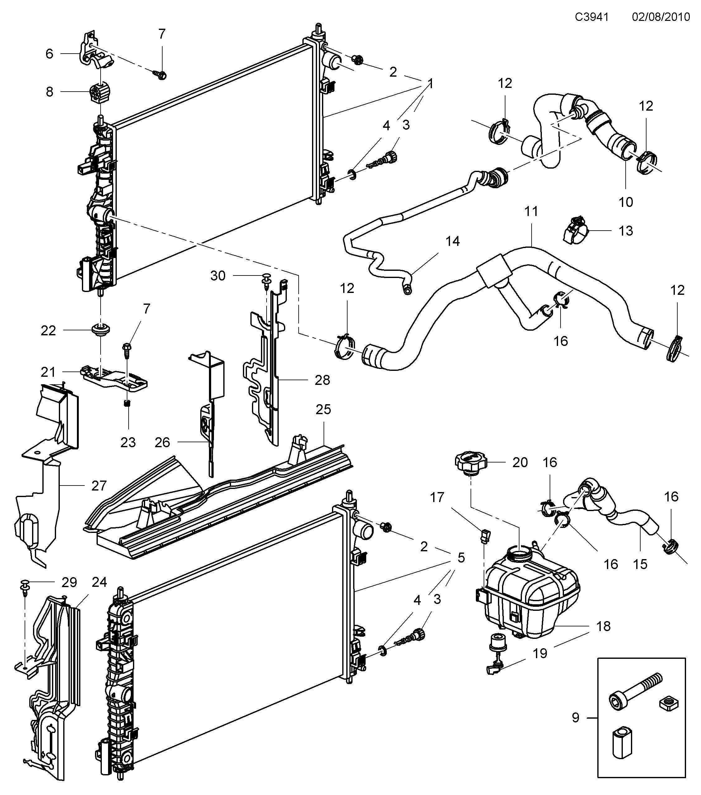 Saab 9-5 (650) Radiator Expansion tank diagram