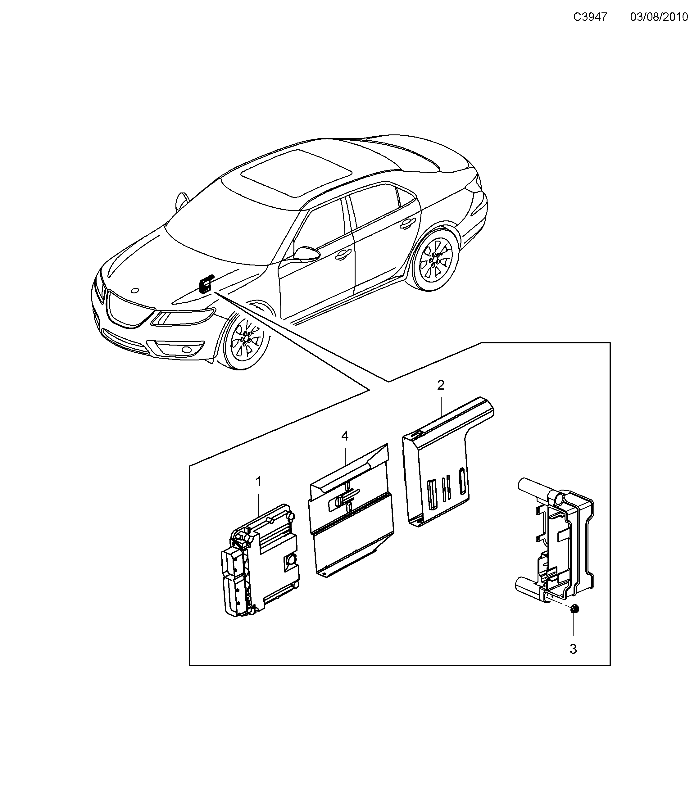 Saab 9-5 (650) Control device diagram