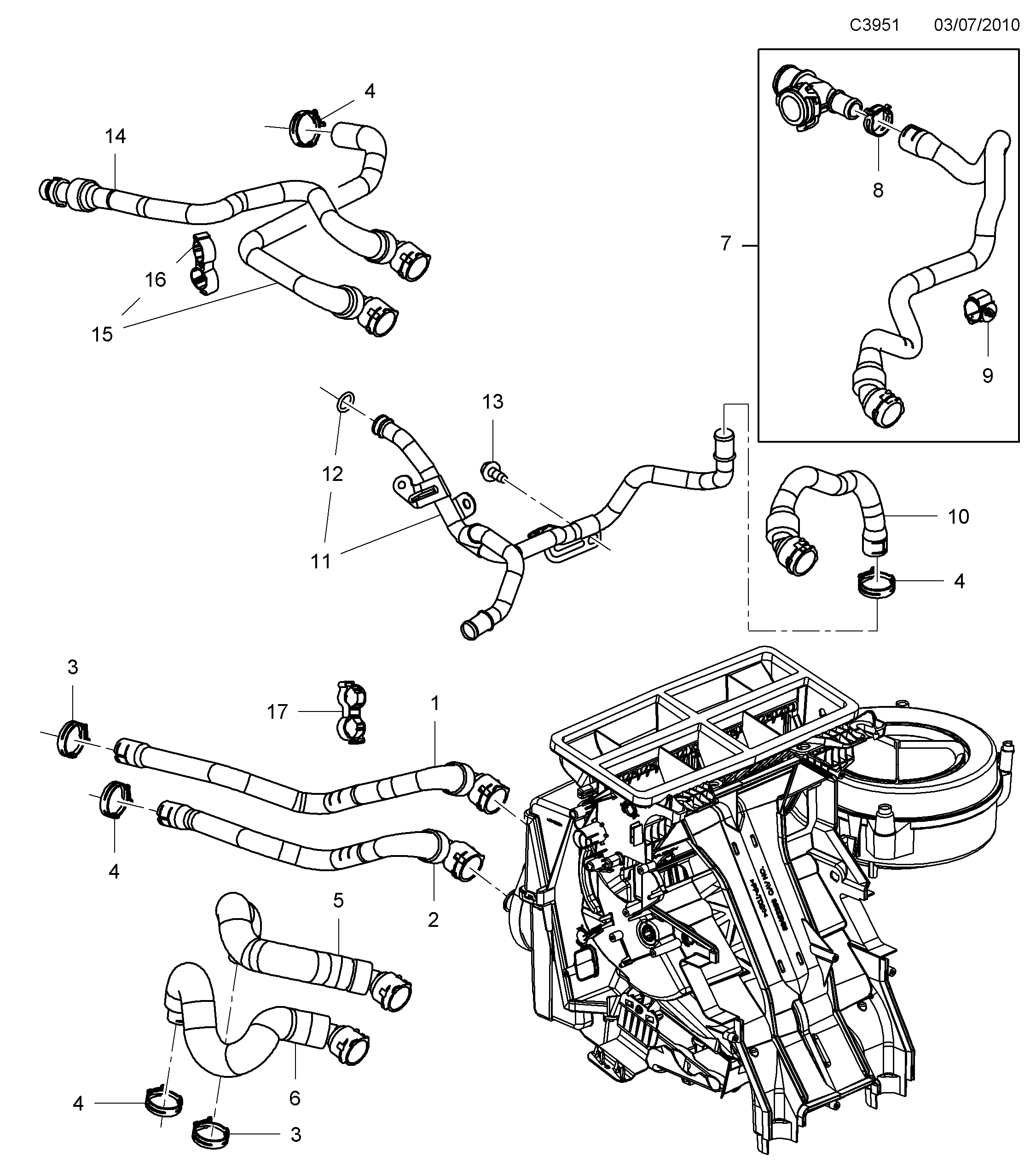 Saab 9-5 (650) hoses diagram