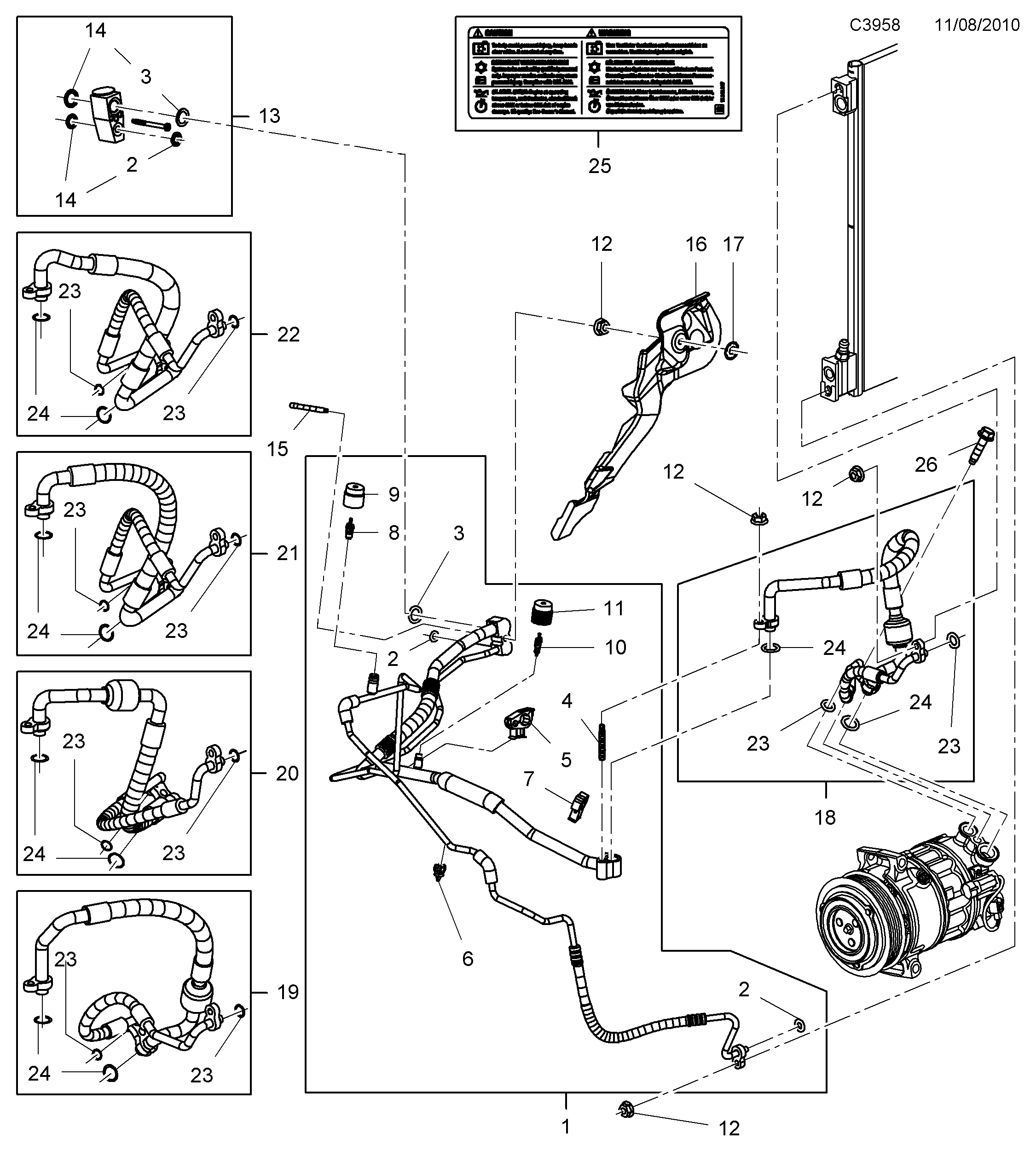 Saab 9-5 (650) AC Pipes diagram