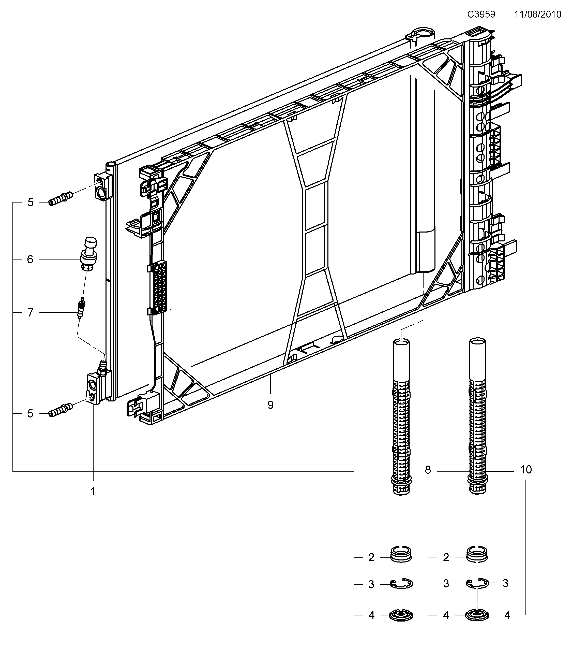 Saab 9-5 (650) AC condenser diagram