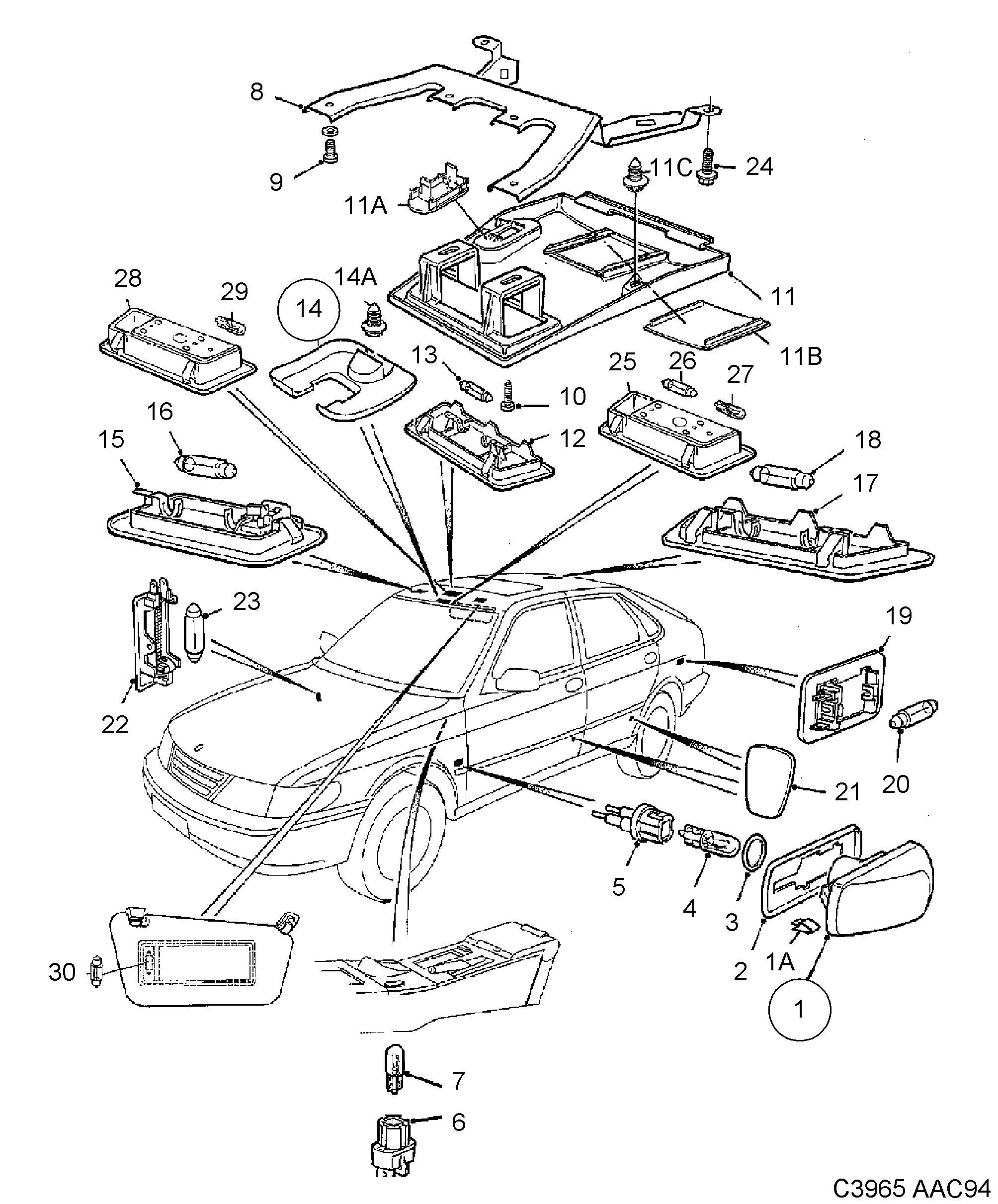 Saab 900 Other lights diagram