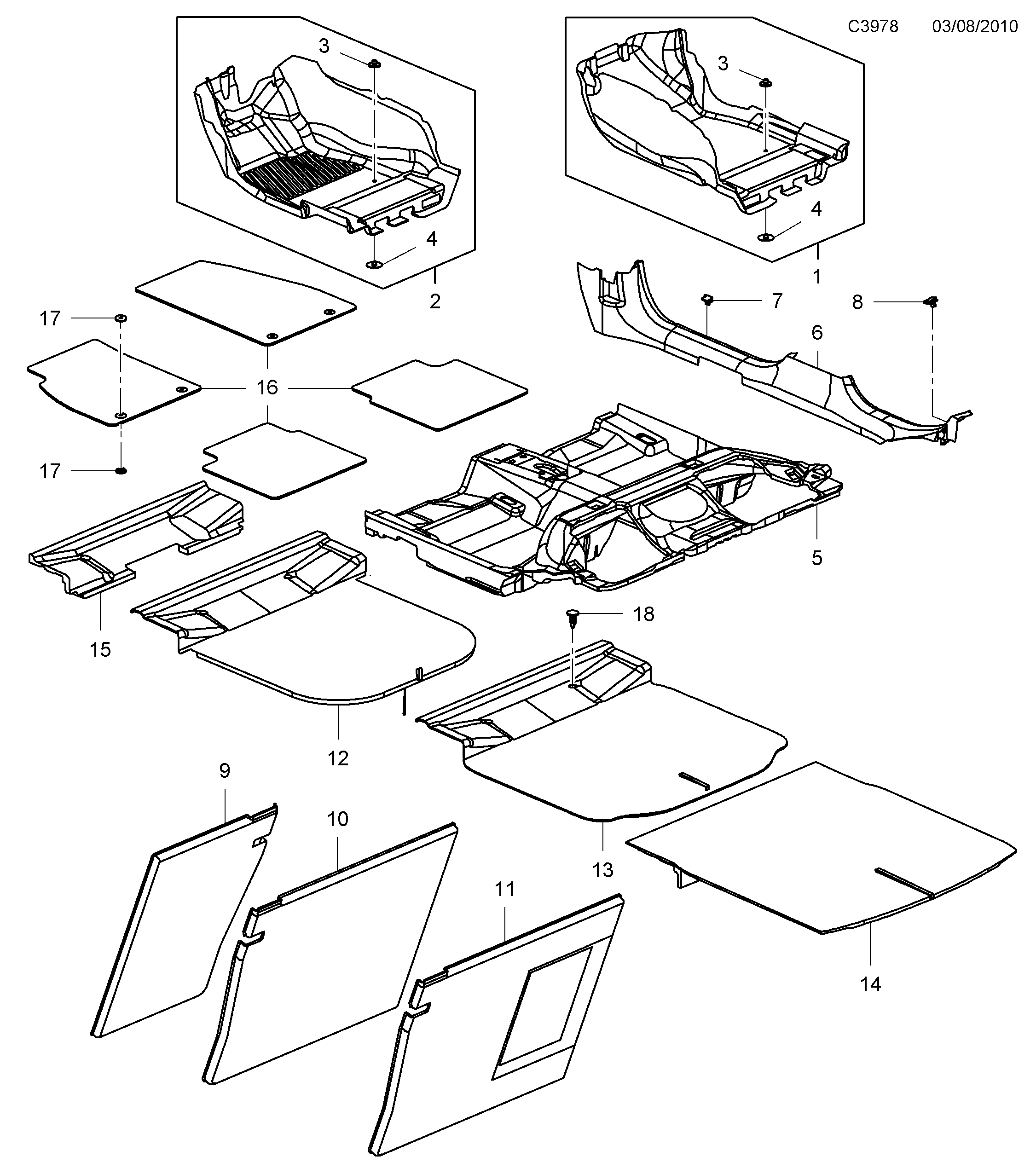 Saab 9-5 (650) Carpet diagram