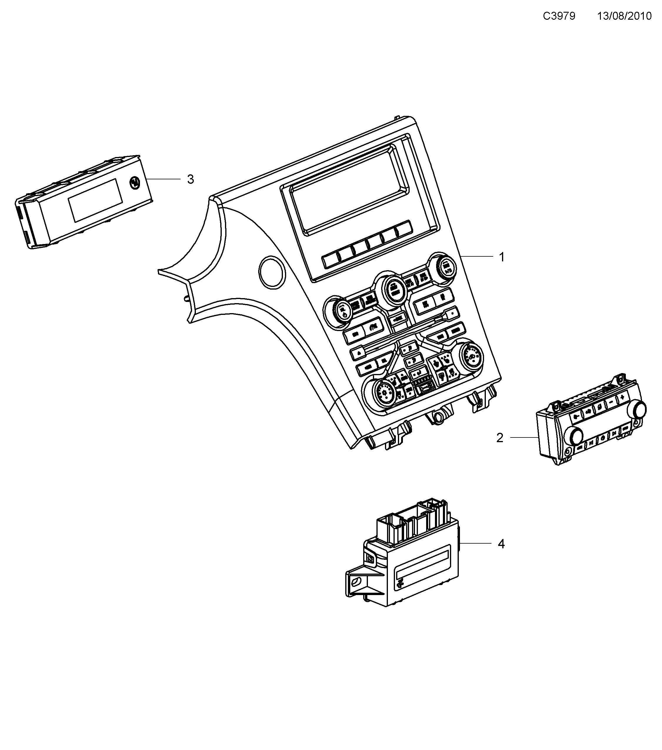 Saab 9-5 (650) Control panel diagram