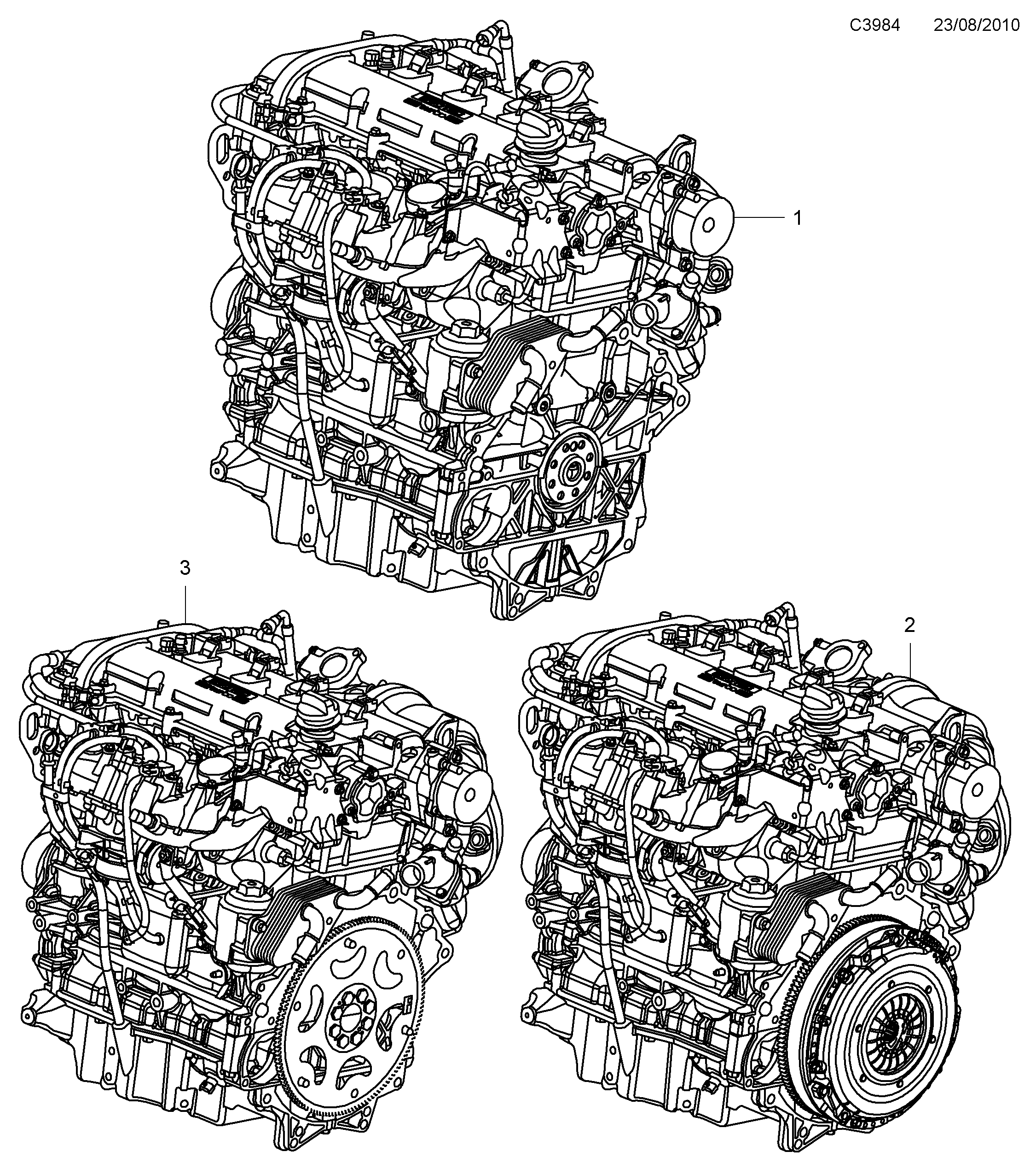 Saab 9-5 (650) Basic engine Engine diagram