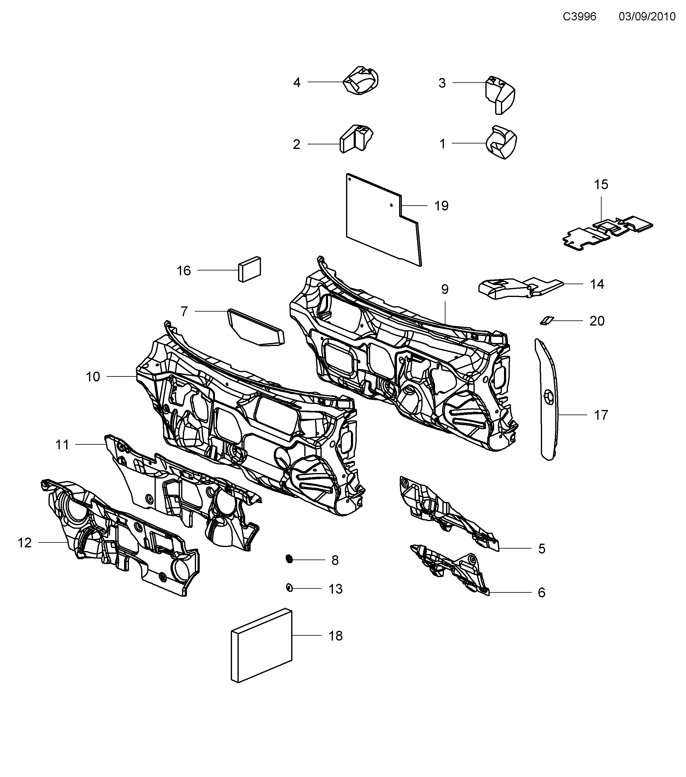 Saab 9-5 (650) Insulation Front diagram