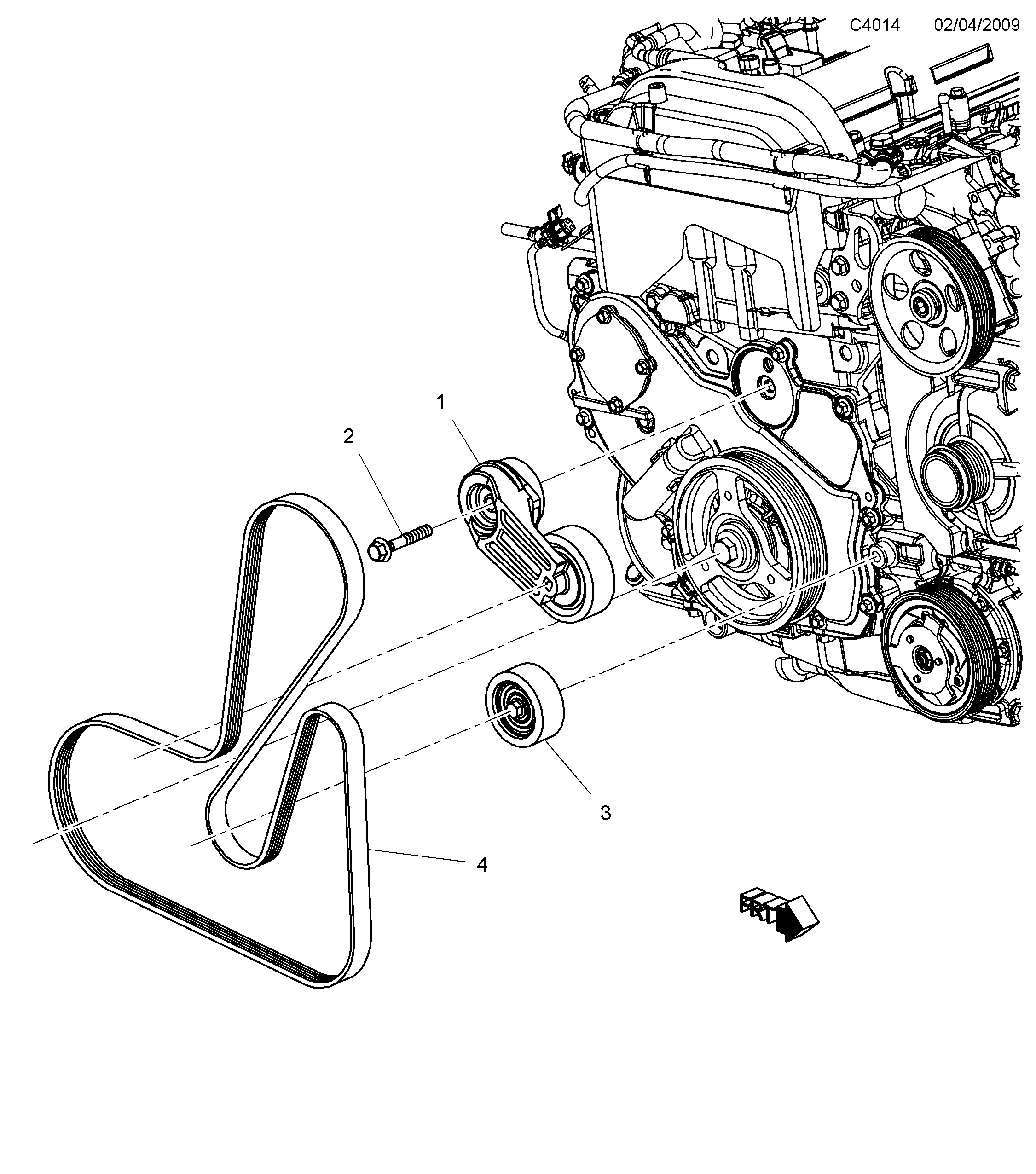 Saab 9-5 (650) Belt tensioner diagram