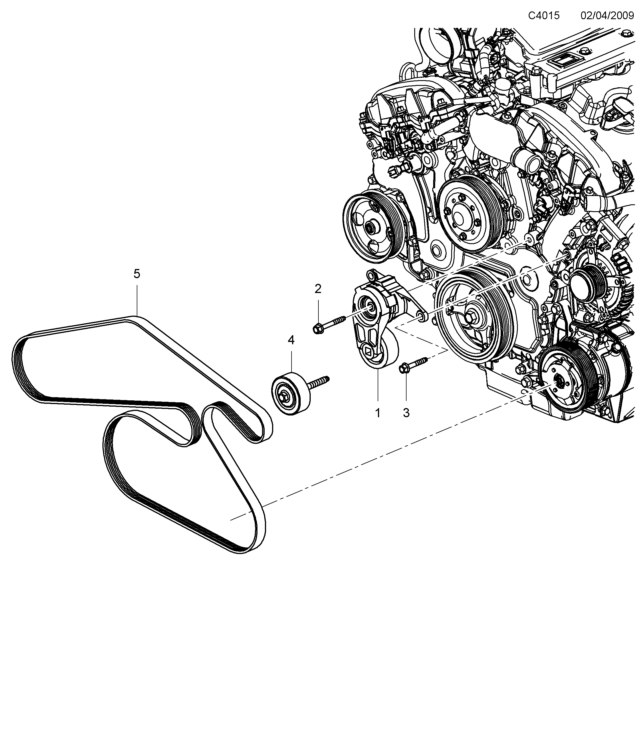 Saab 9-5 (650) Belt tensioner diagram