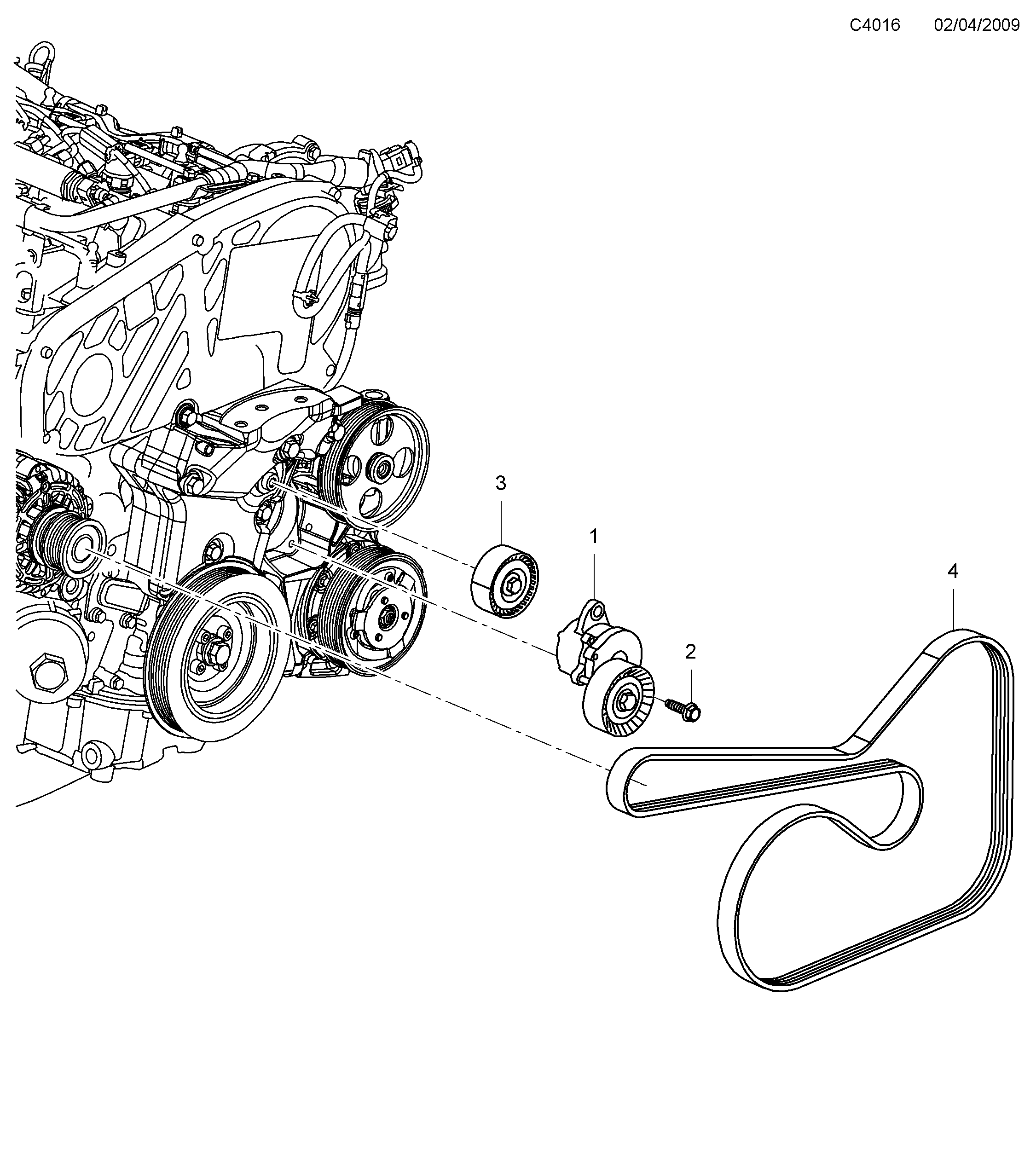 Saab 9-5 (650) Belt tensioner diagram