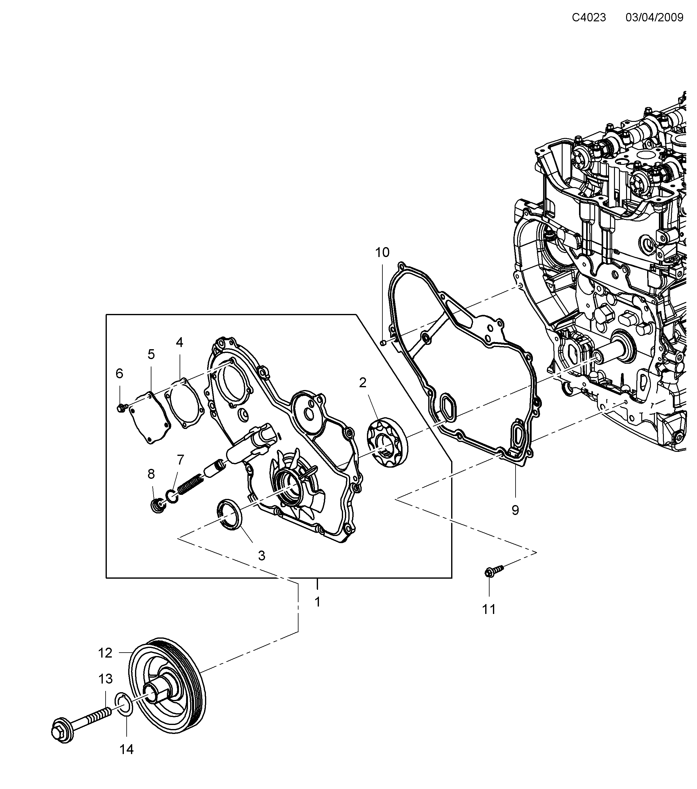 Saab 9-5 (650) Oil pump diagram