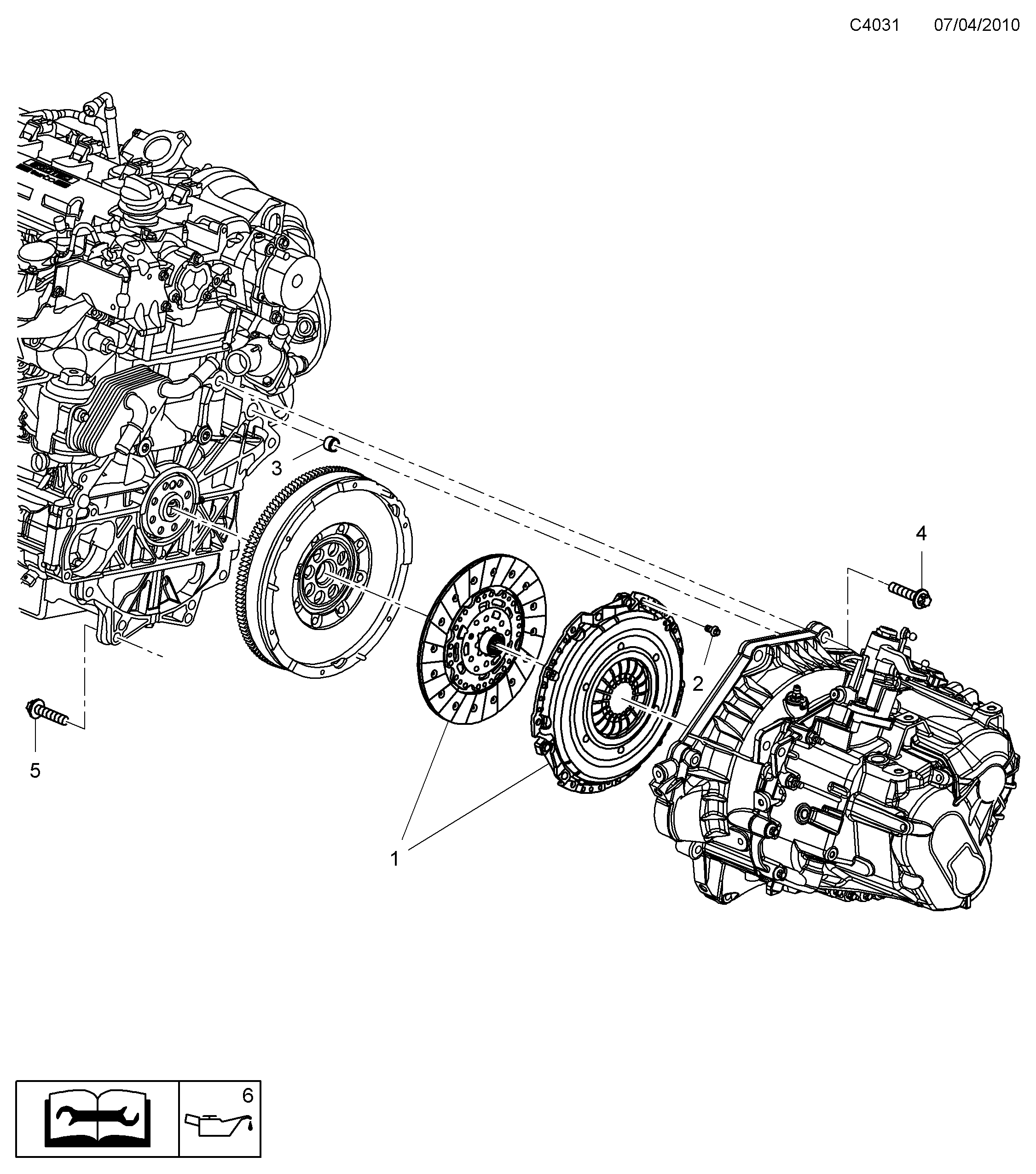 Saab 9-5 (650) Clutch, clutch disc diagram