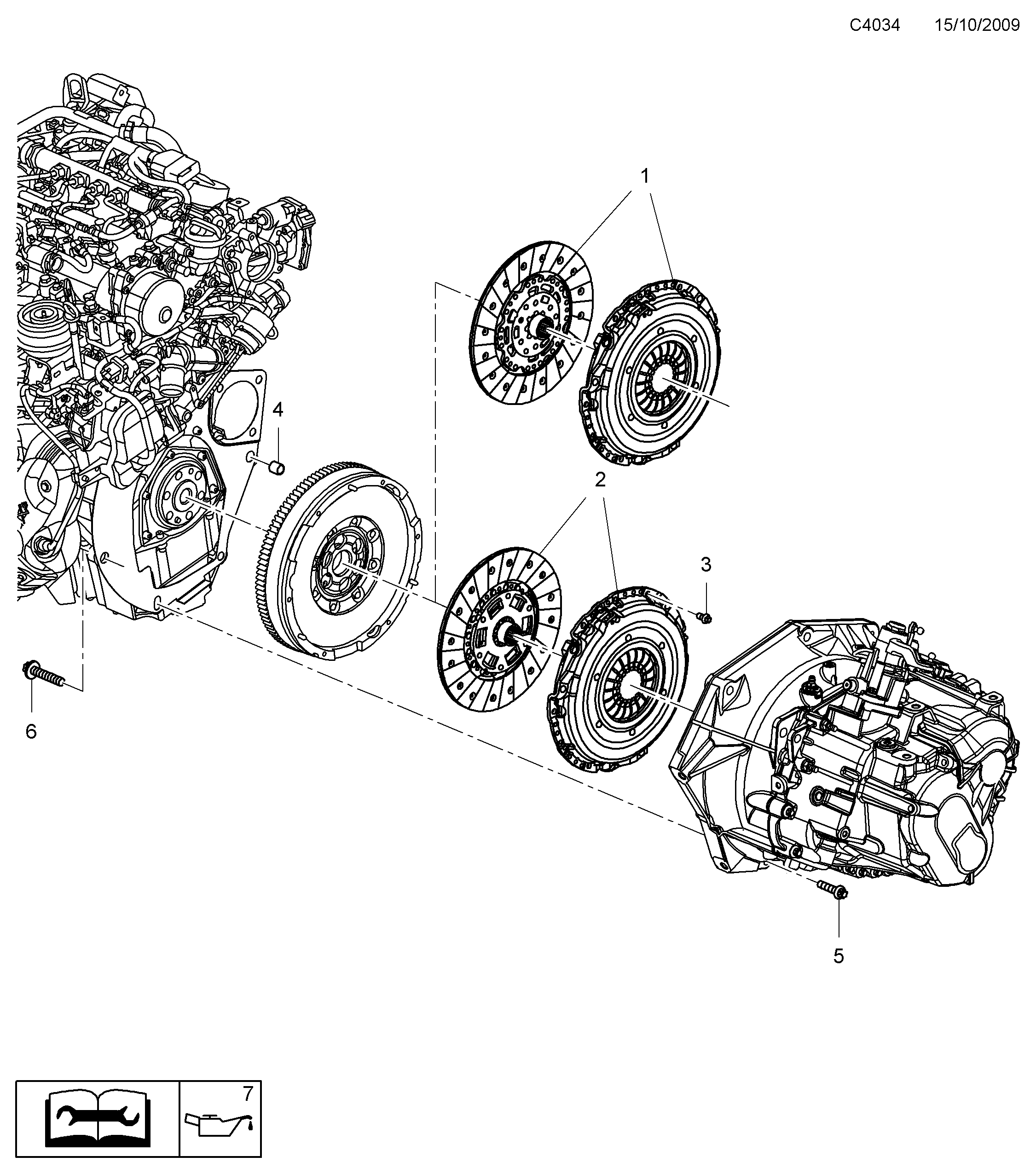 Saab 9-5 (650) Clutch, clutch disc diagram