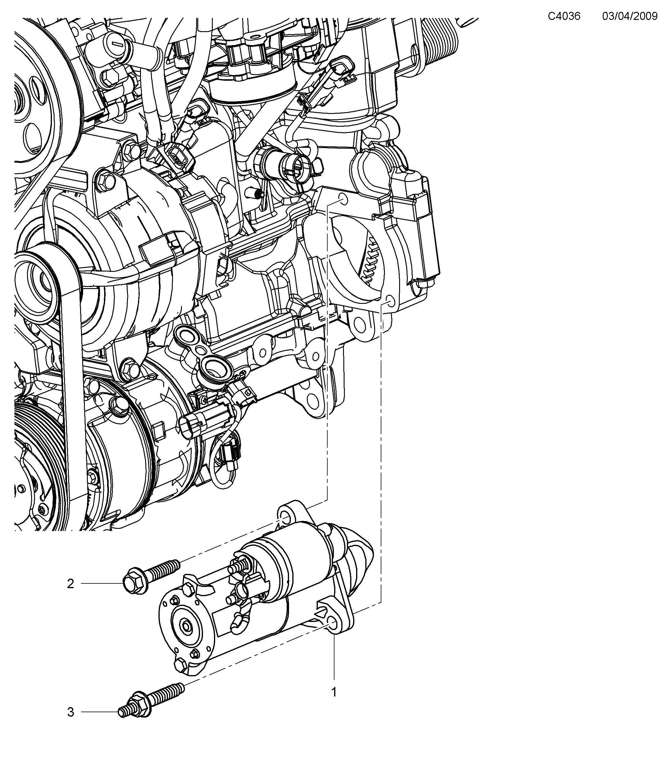 Saab 9-5 (650) Starter motor diagram