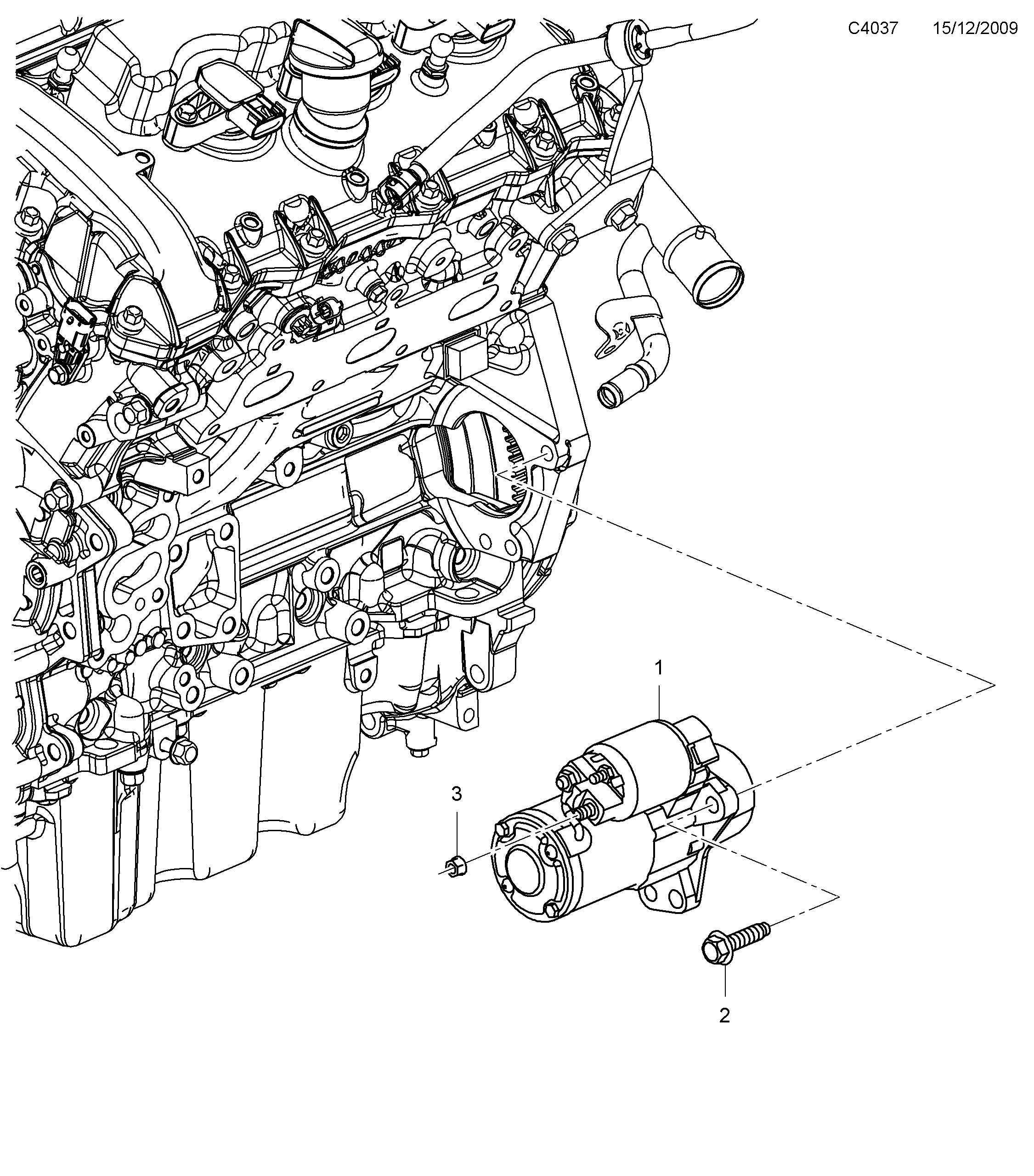 Saab 9-5 (650) Starter motor diagram