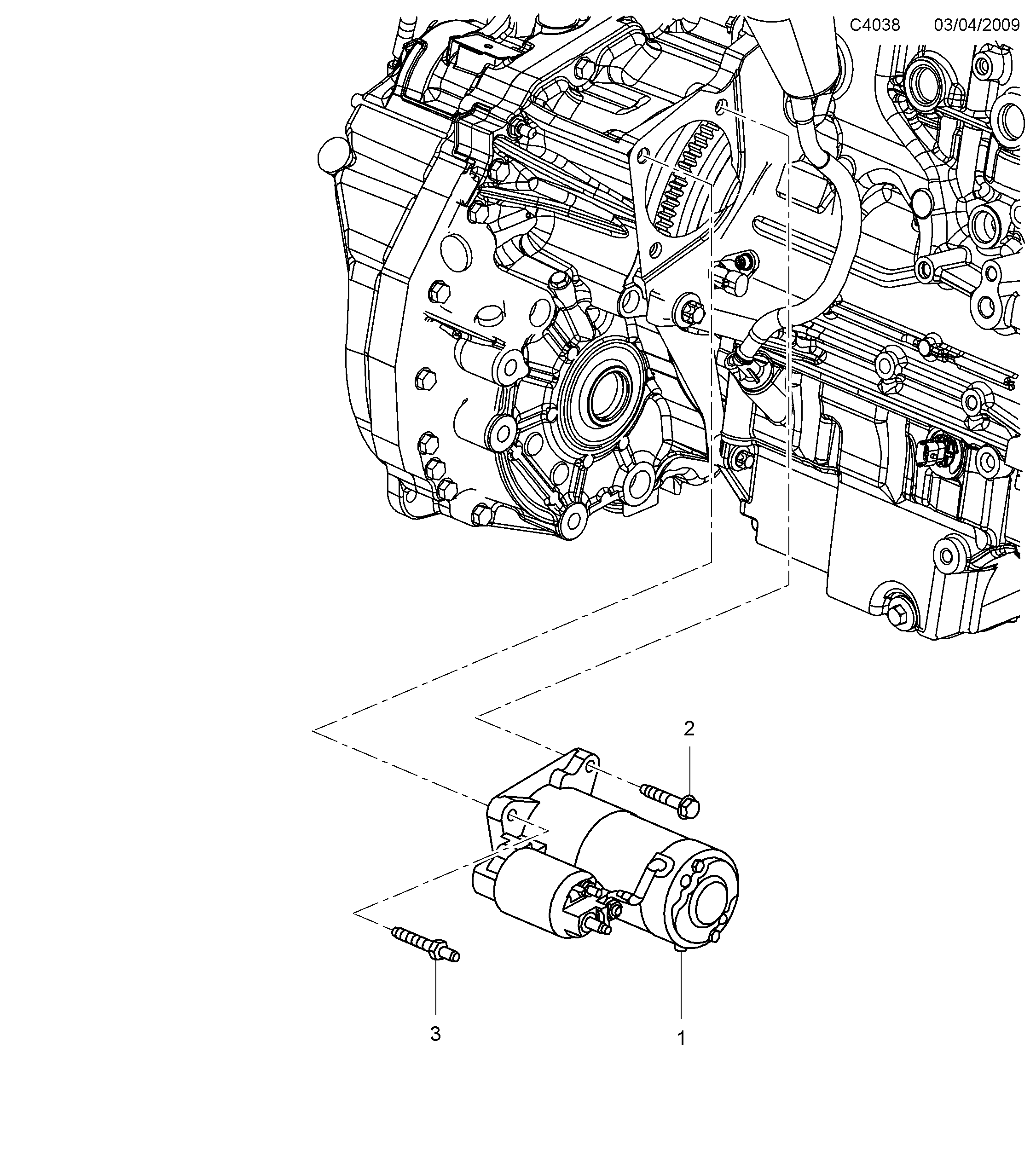 Saab 9-5 (650) Starter motor diagram