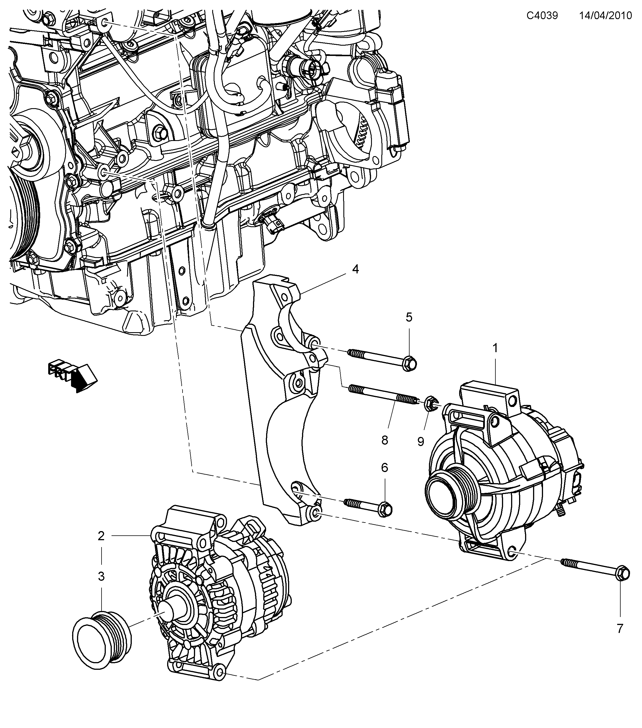 Saab 9-5 (650) Generator diagram