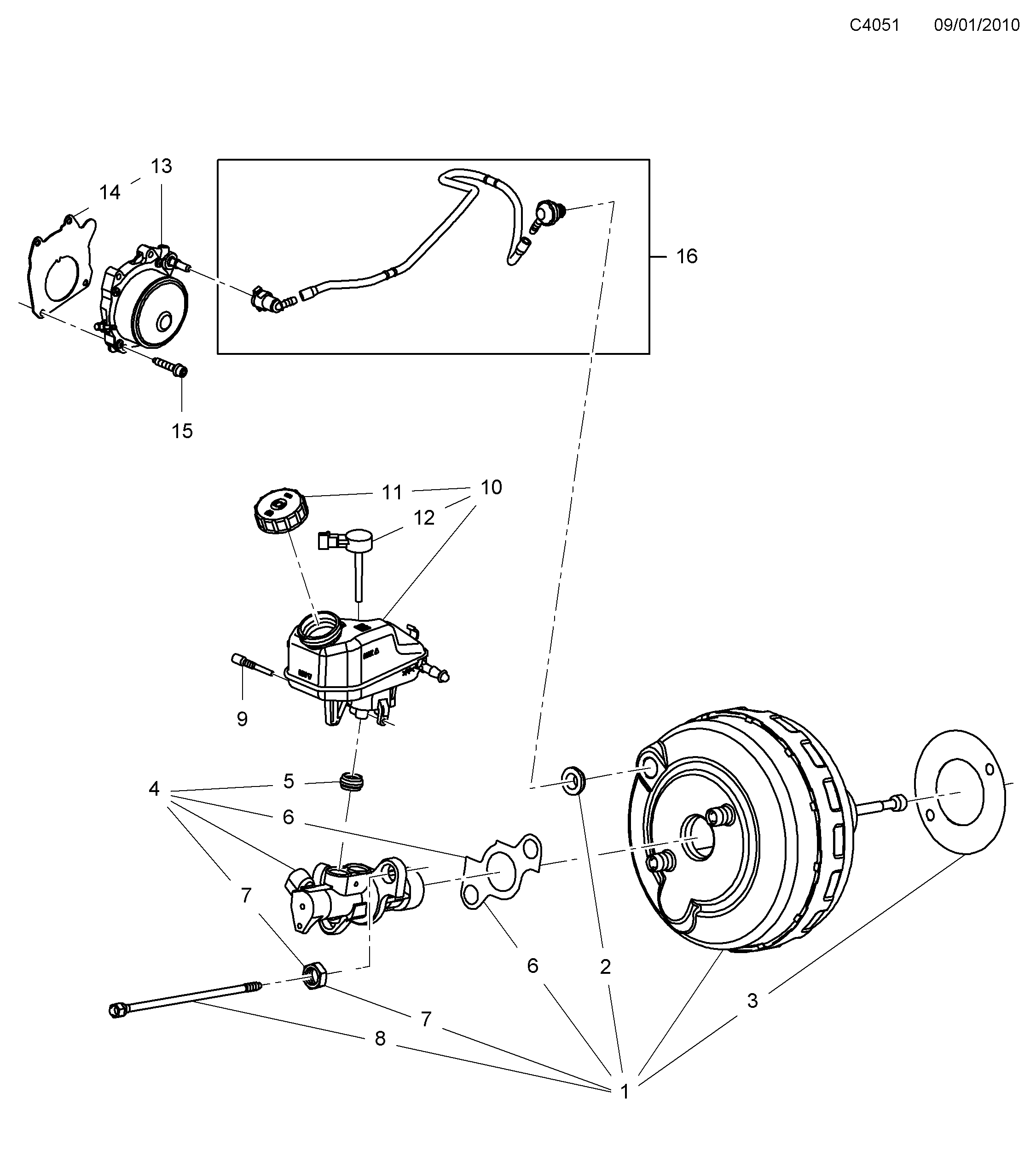 Saab 9-5 (650) Master cylinder and diagram