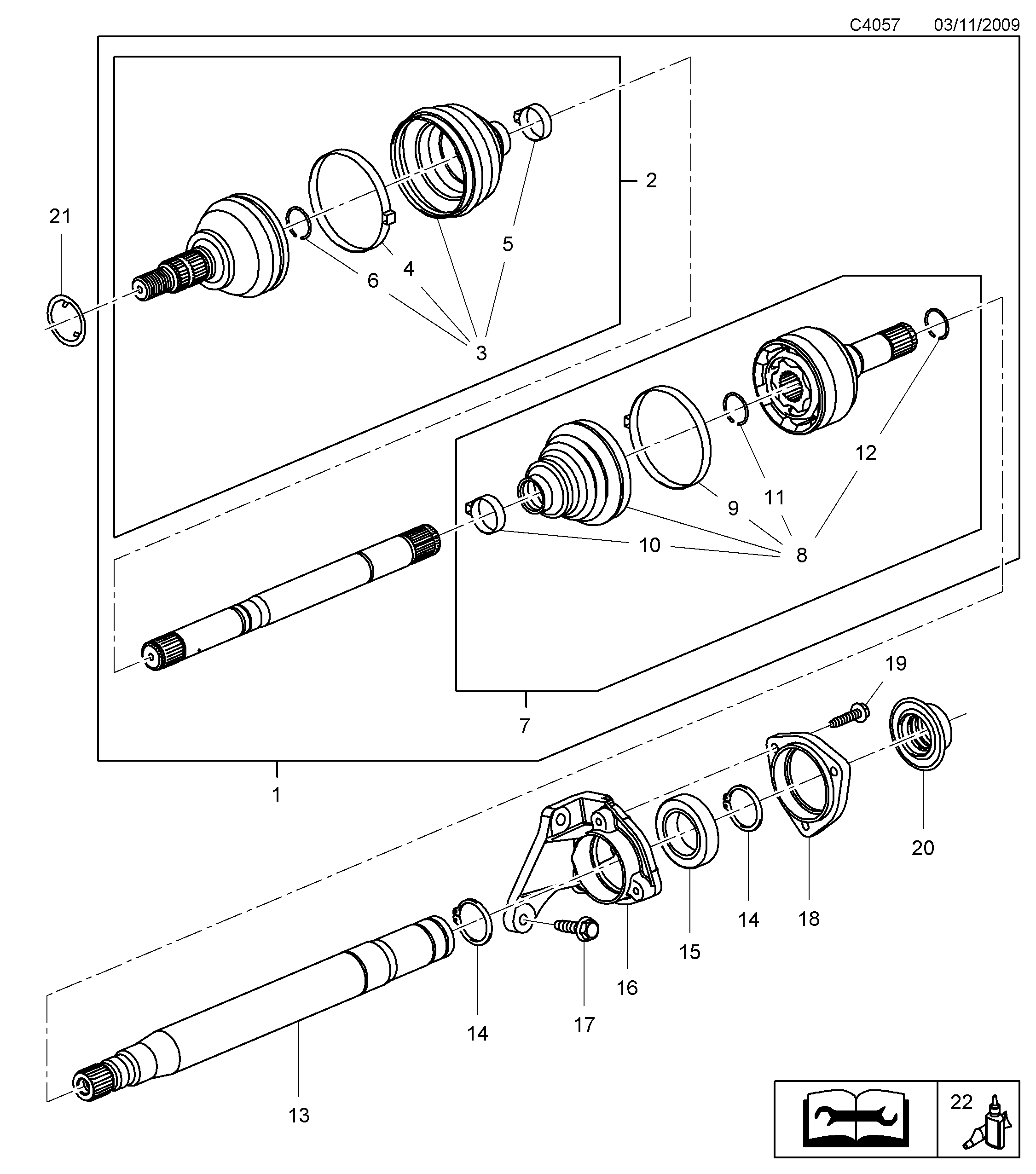Saab 9-5 (650) Outer universal joint Front diagram