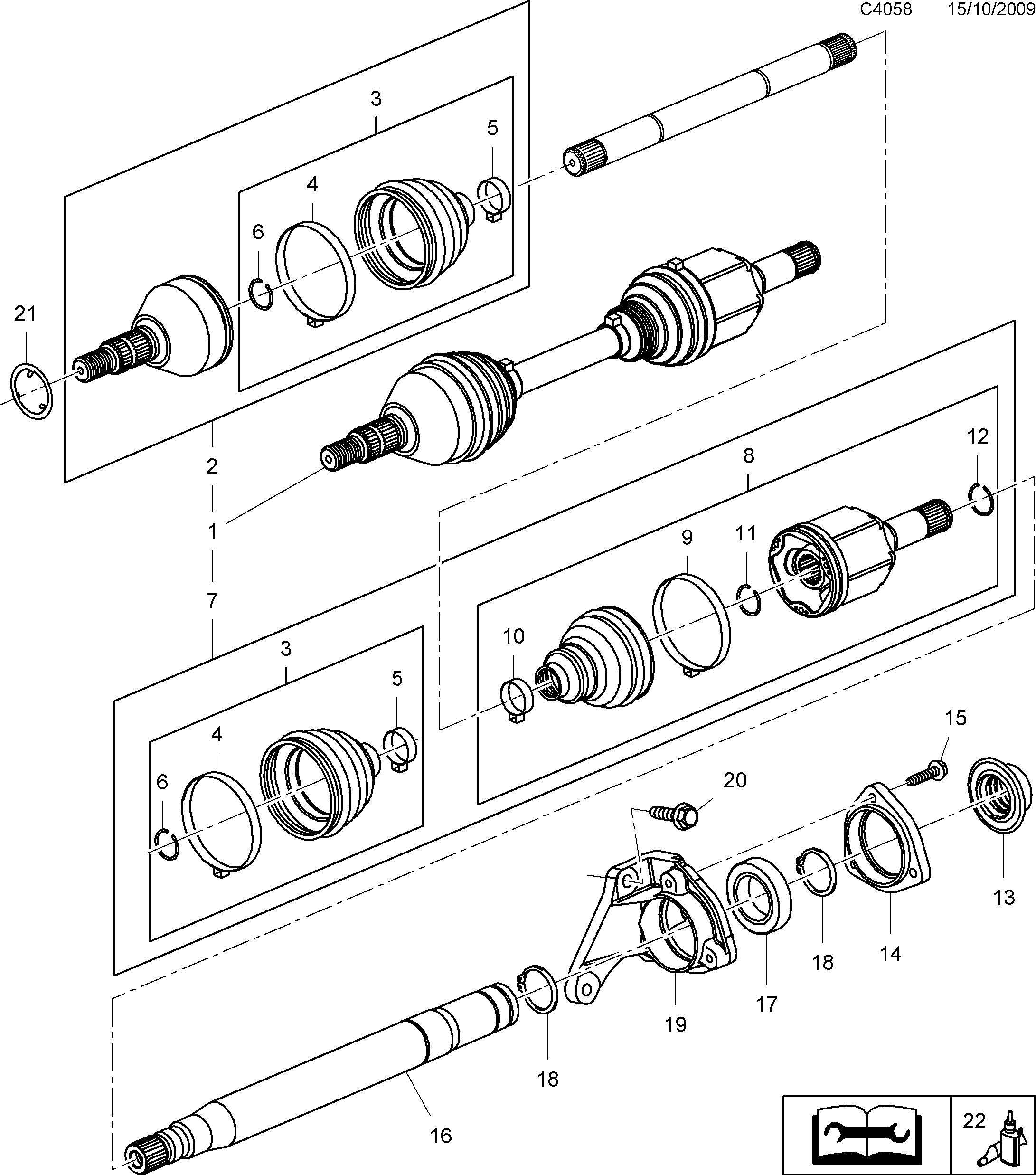 Saab 9-5 (650) Outer universal joint Front diagram