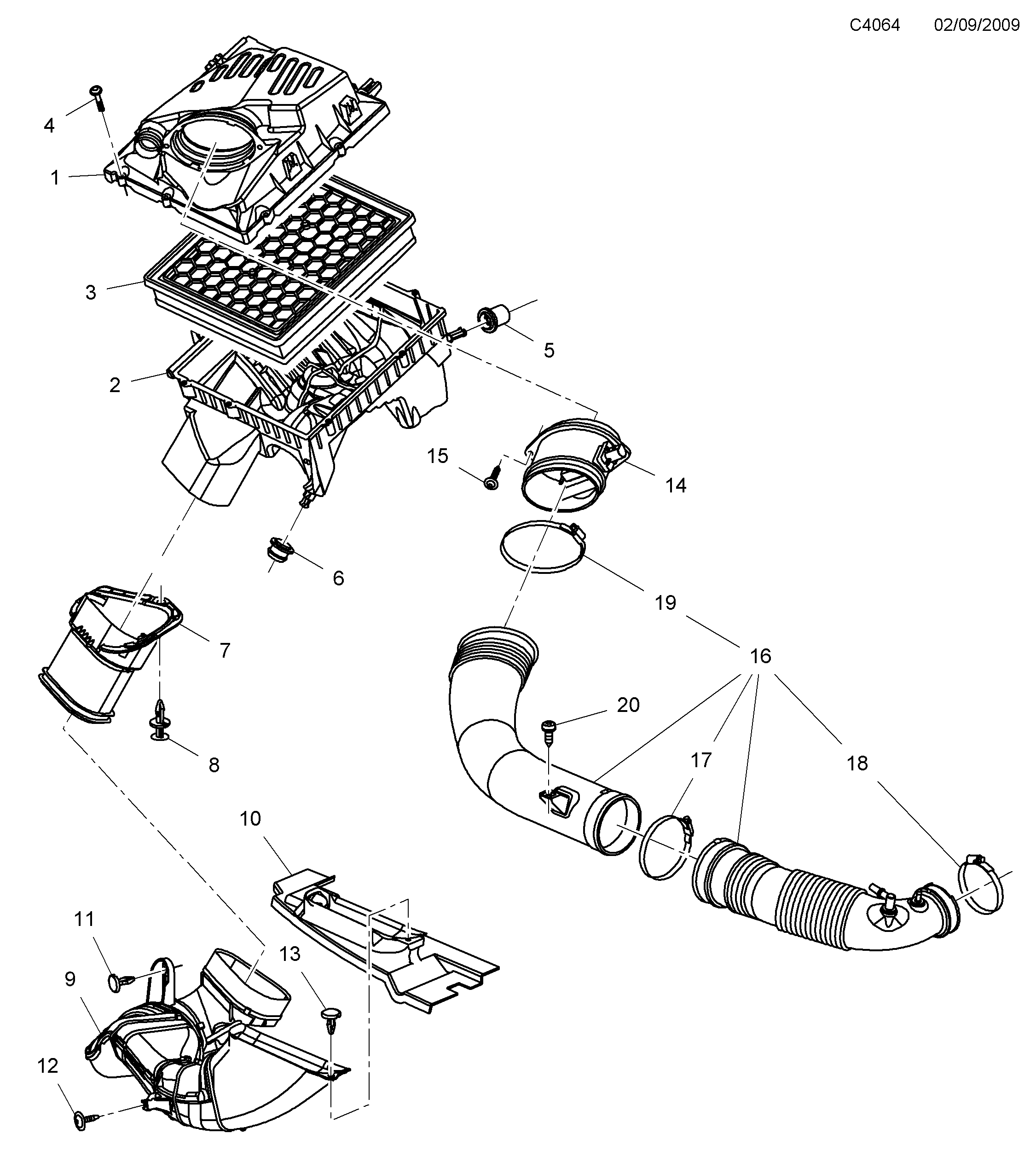 Saab 9-5 (650) Air cleaner diagram