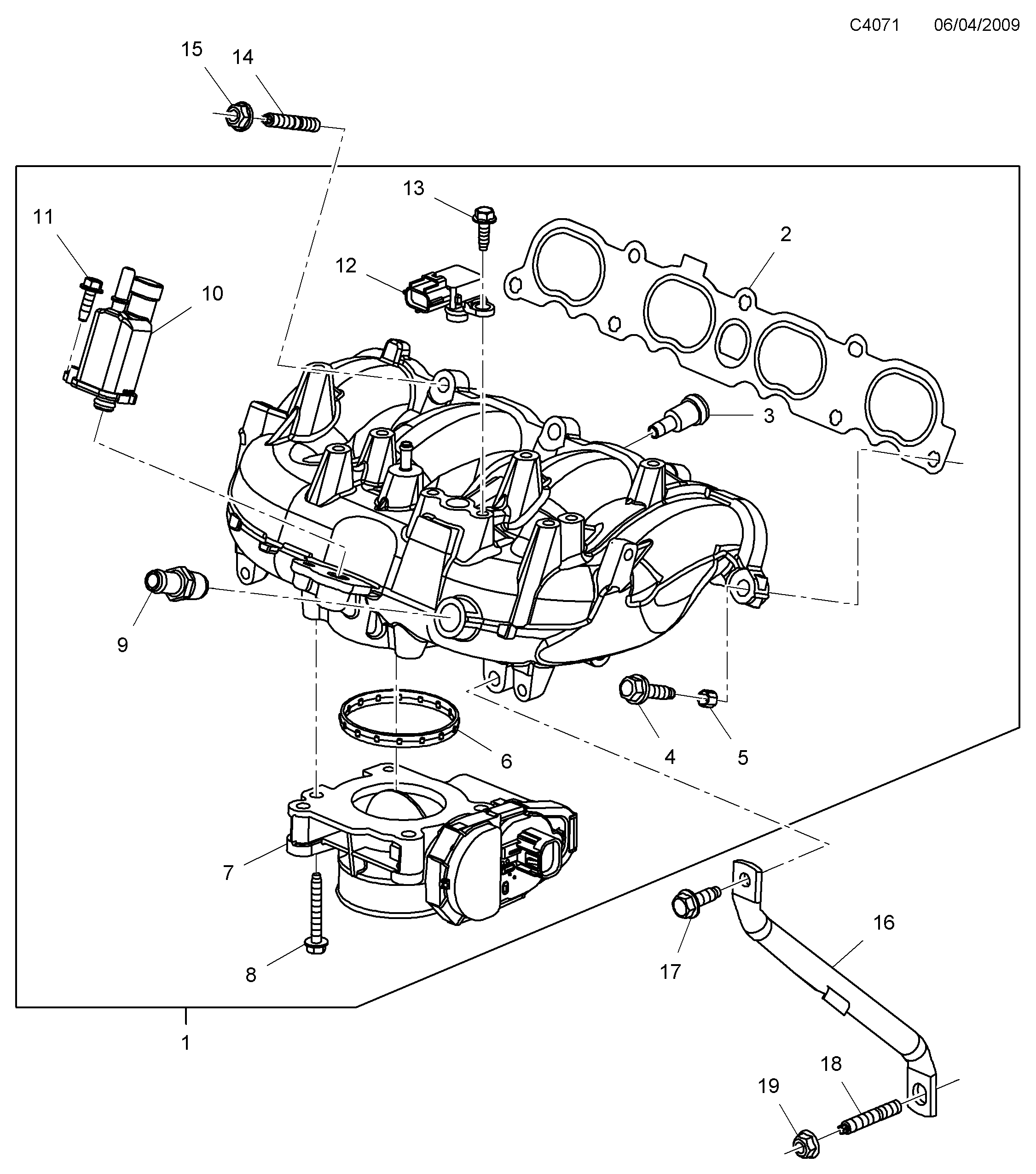Saab 9-5 (650) Inlet pipe Throttle body diagram