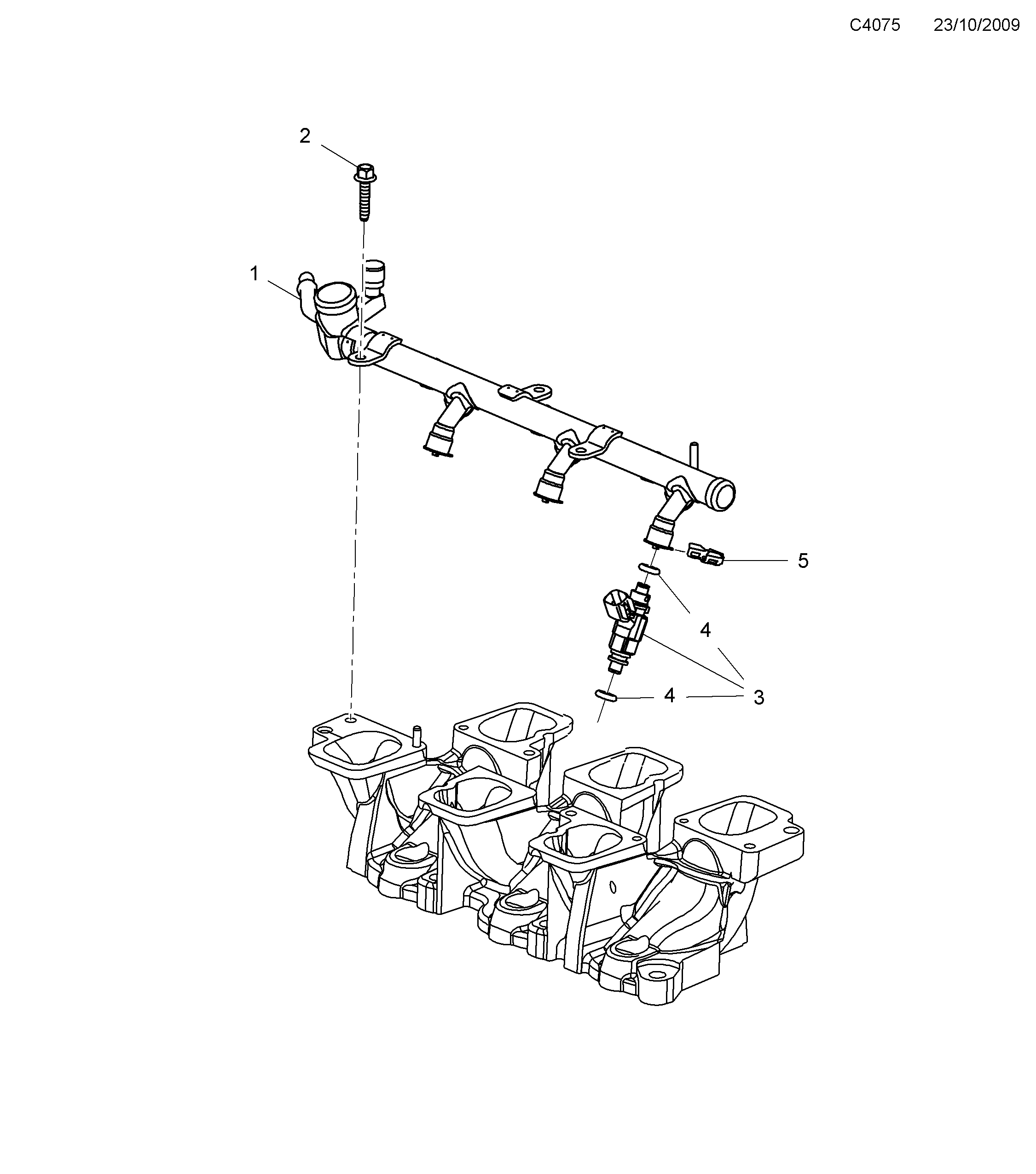 Saab 9-5 (650) Fuel rail diagram