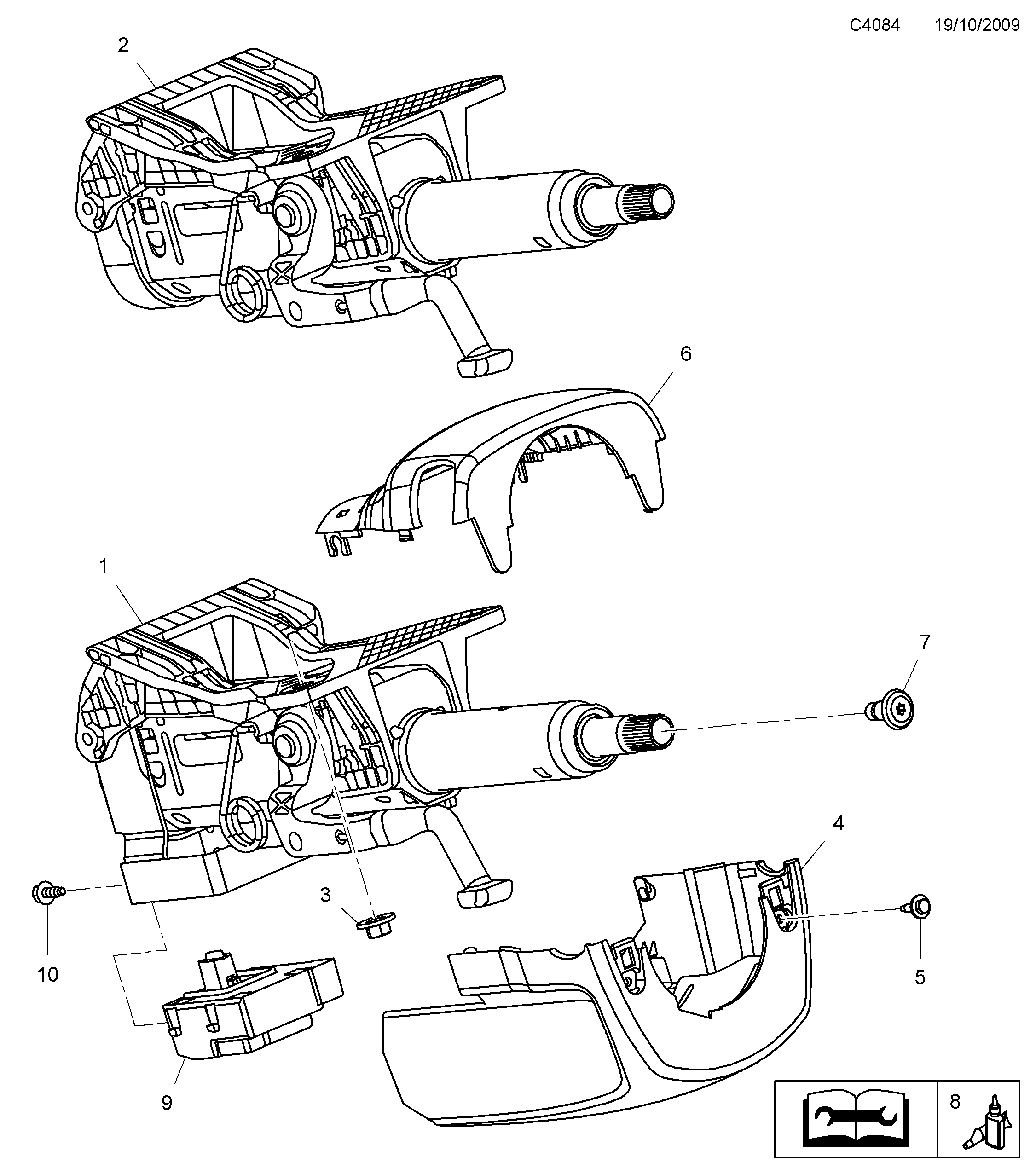 Saab 9-5 (650) Steering column diagram