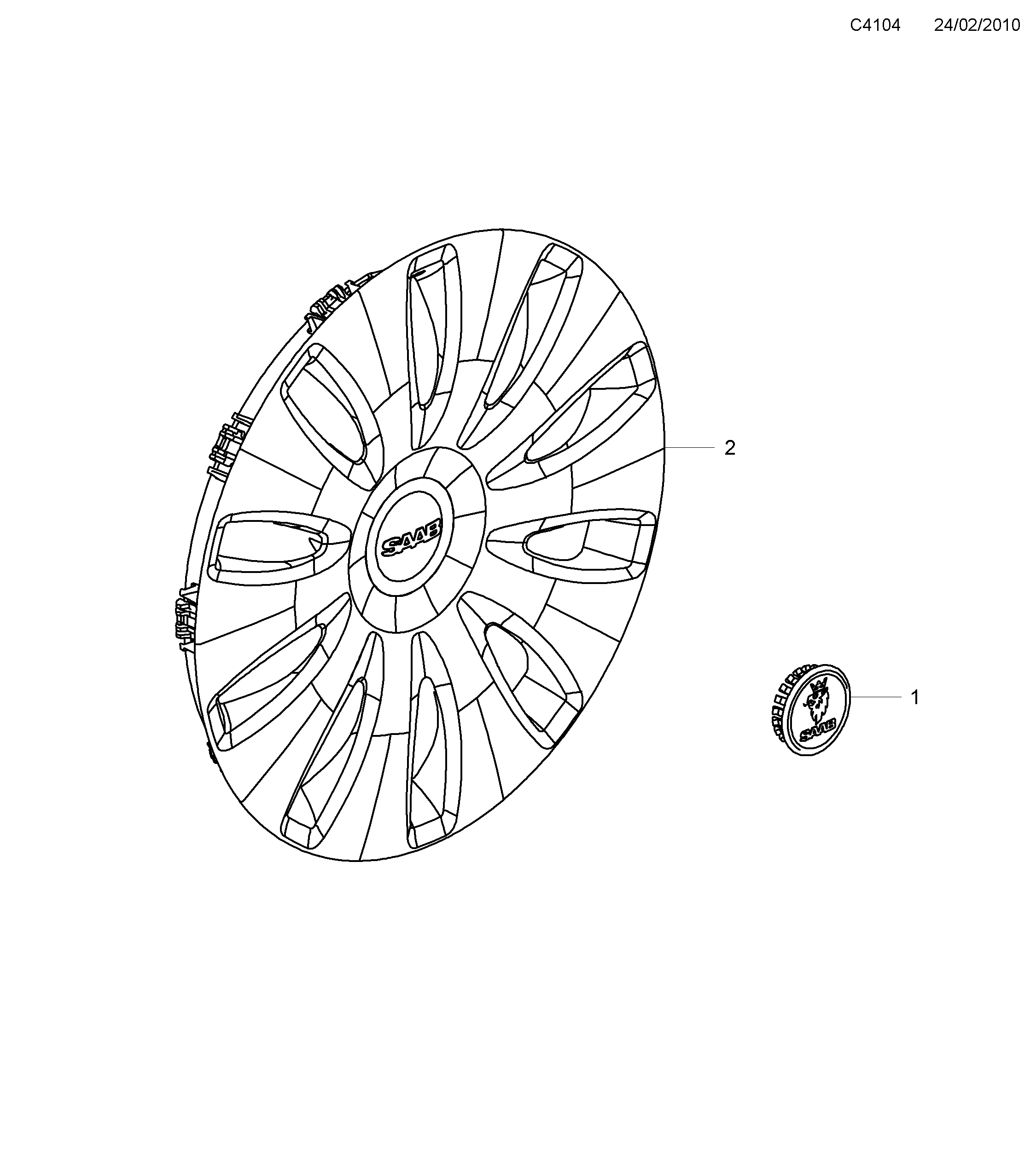 Saab 9-5 (650) Trims and caps diagram