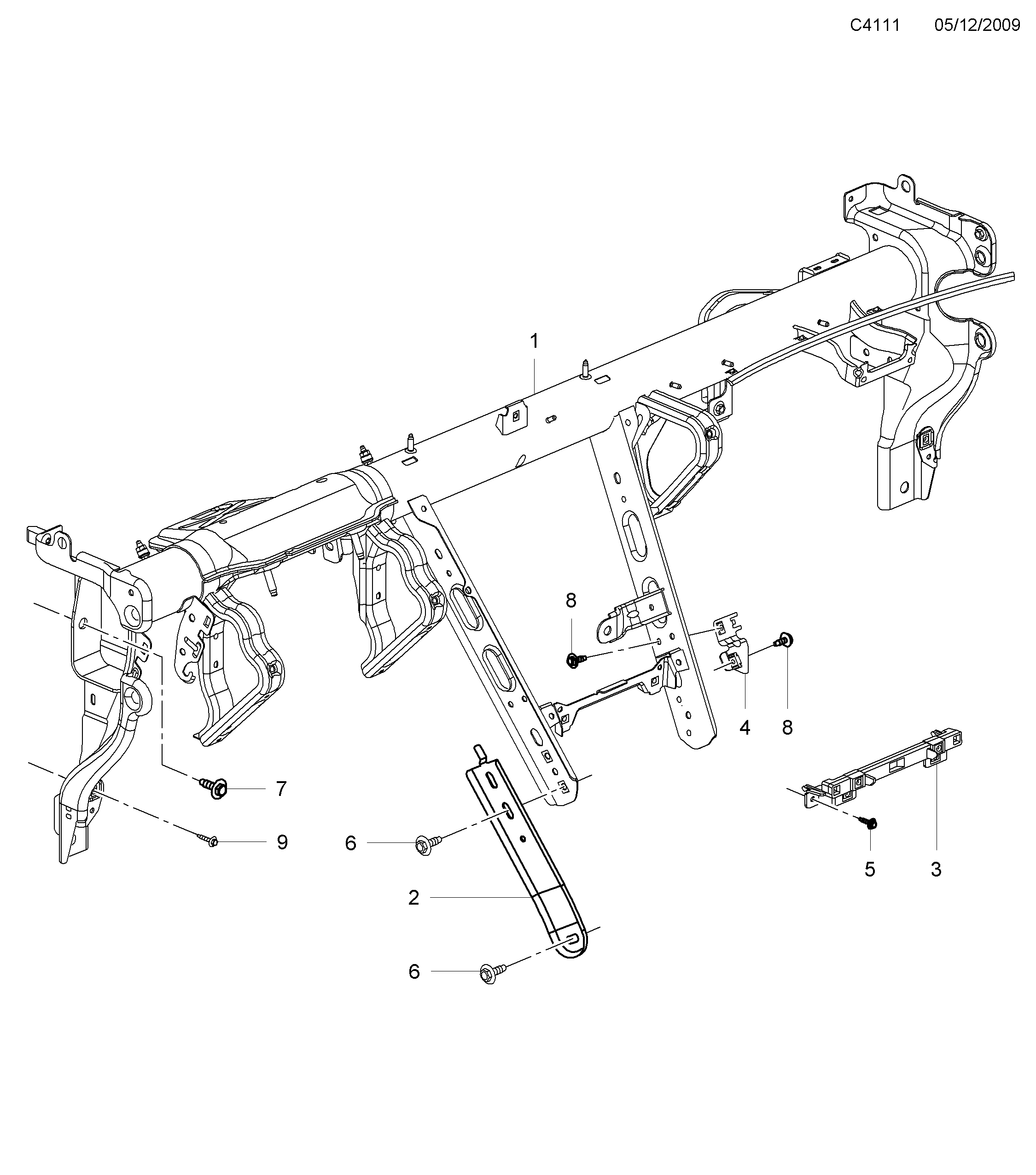 Saab 9-5 (650) Panel Crossmember diagram