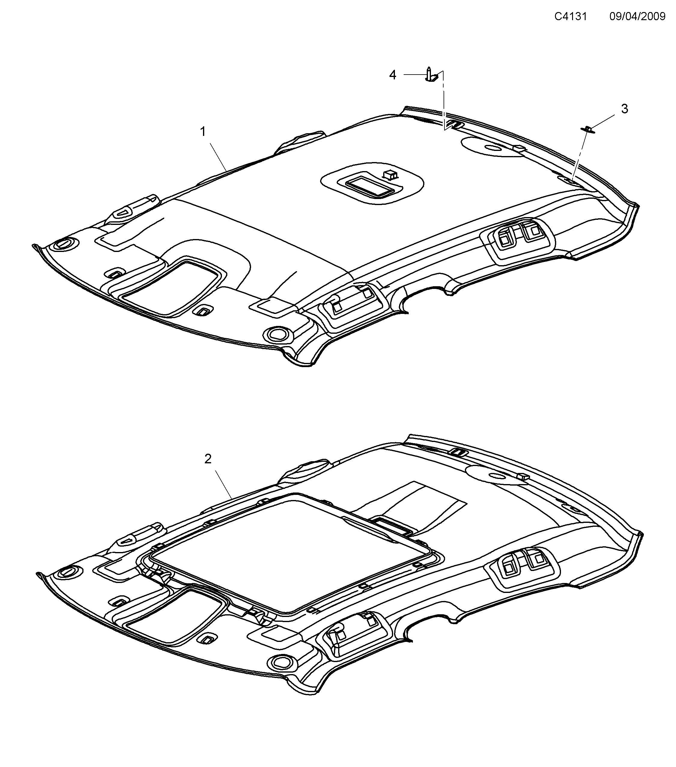 Saab 9-5 (650) Headlining diagram