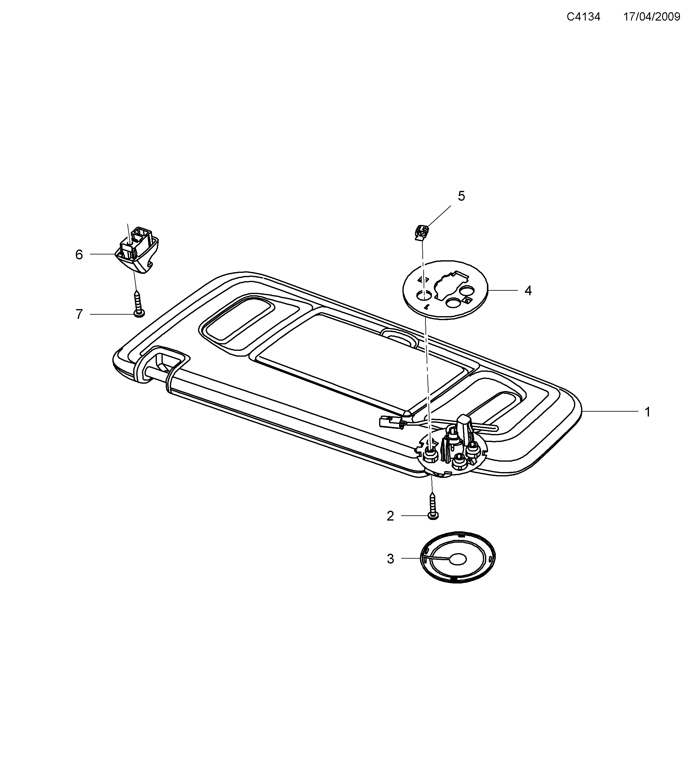 Saab 9-5 (650) Sun visor diagram