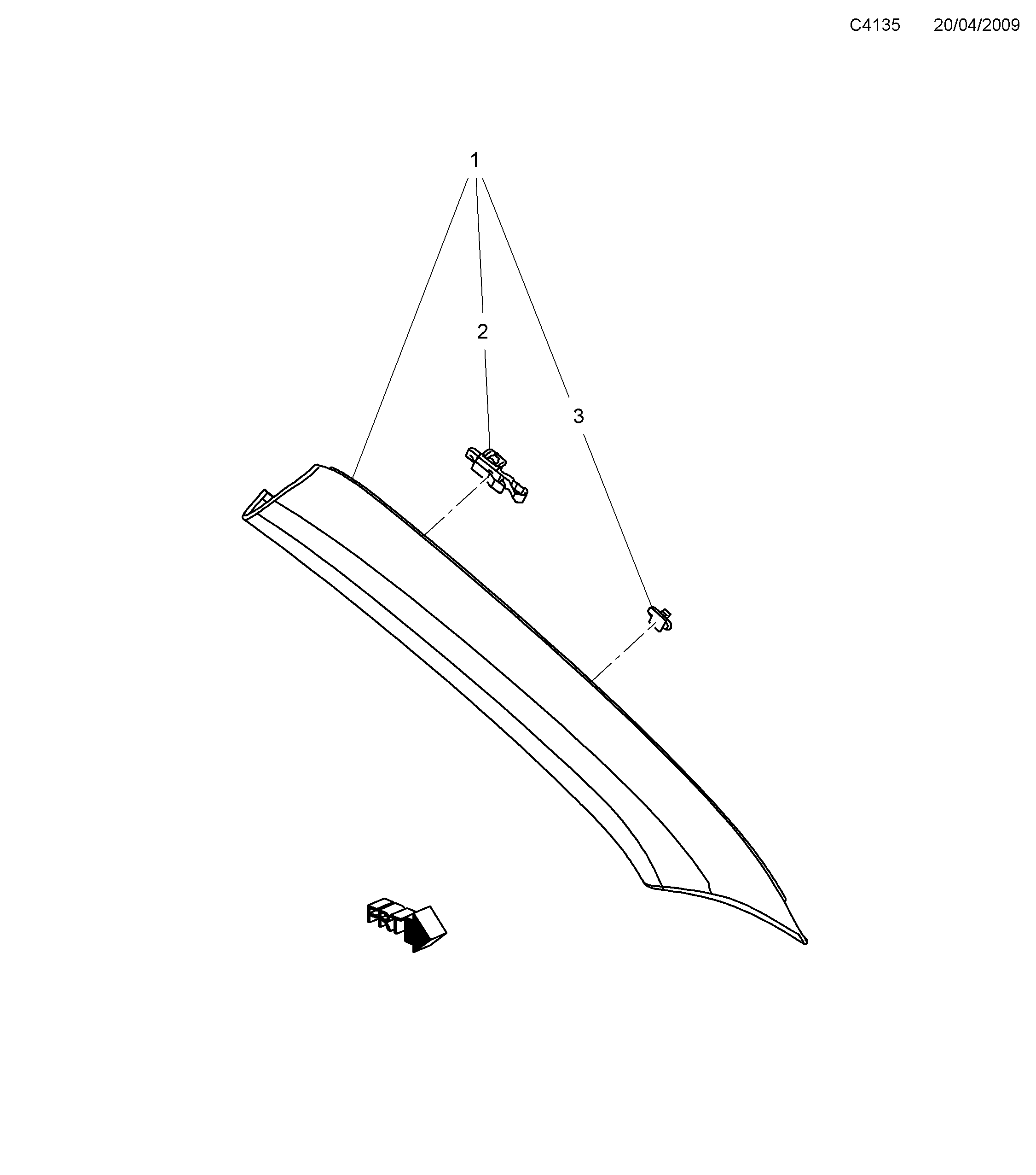 Saab 9-5 (650) A-pillar diagram