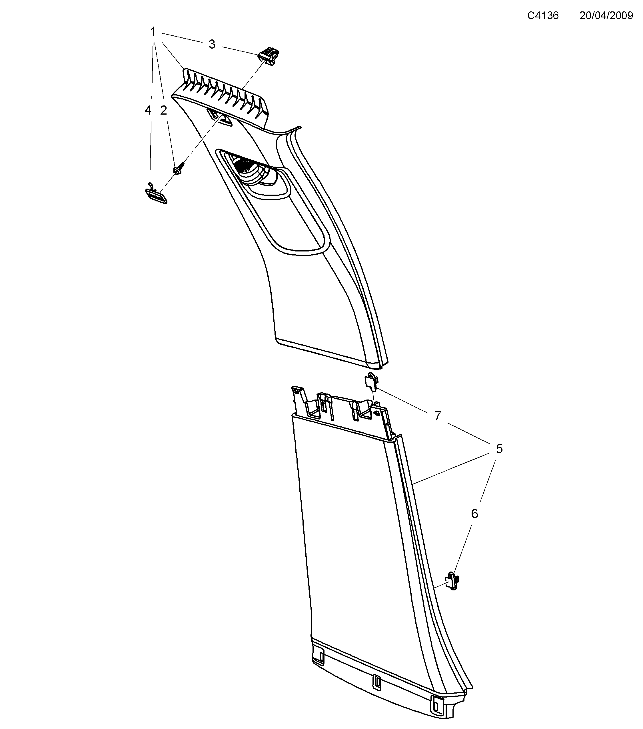 Saab 9-5 (650) B-pillar diagram
