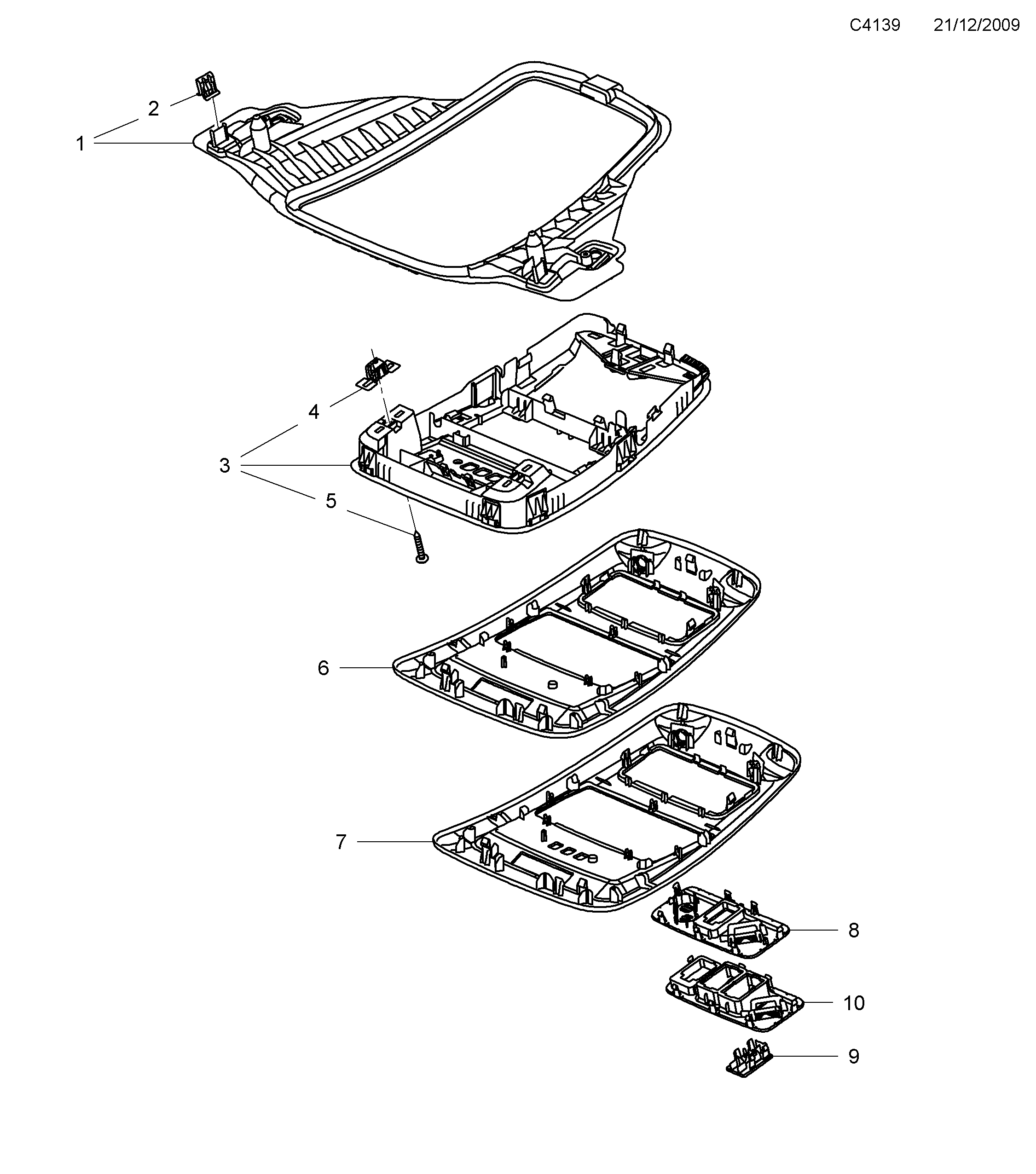 Saab 9-5 (650) Roof bracket diagram