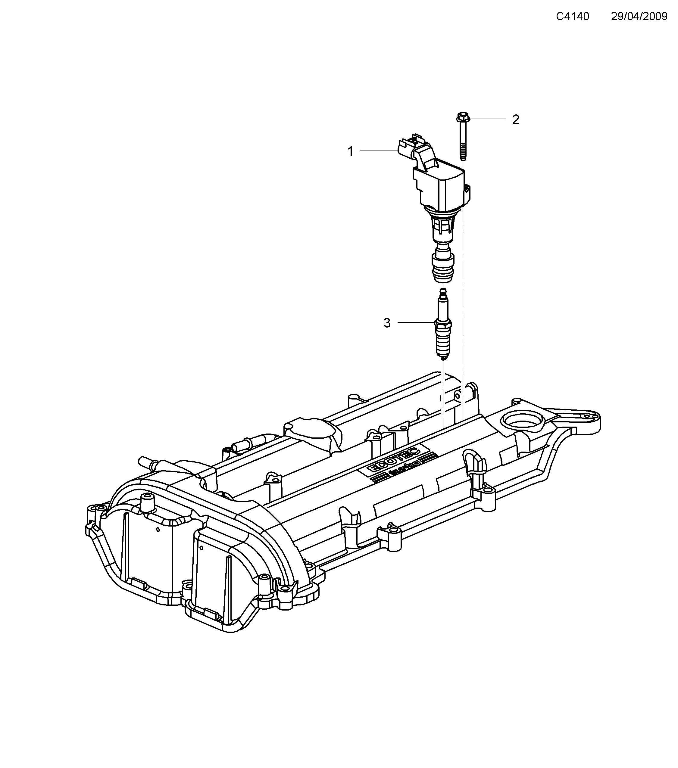 Saab 9-5 (650) Ignition coil, cables, diagram