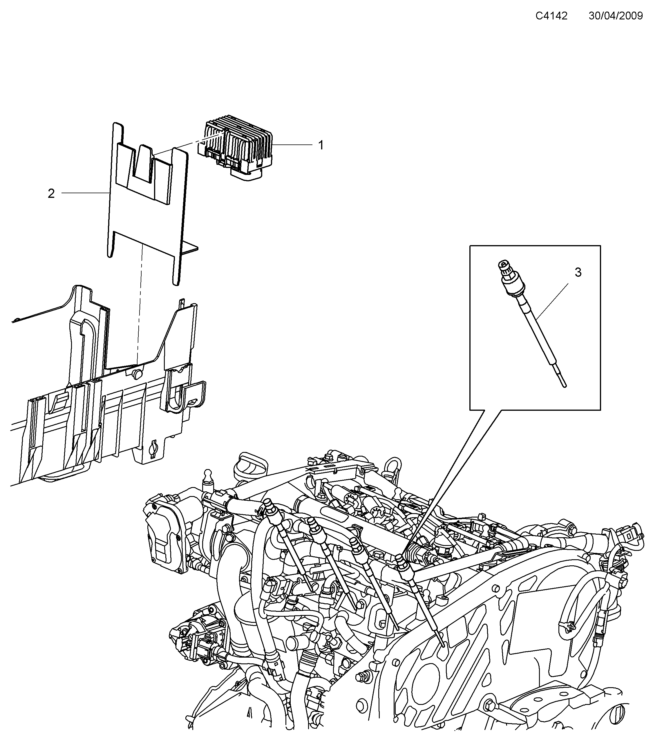 Saab 9-5 (650) Glow plug diagram