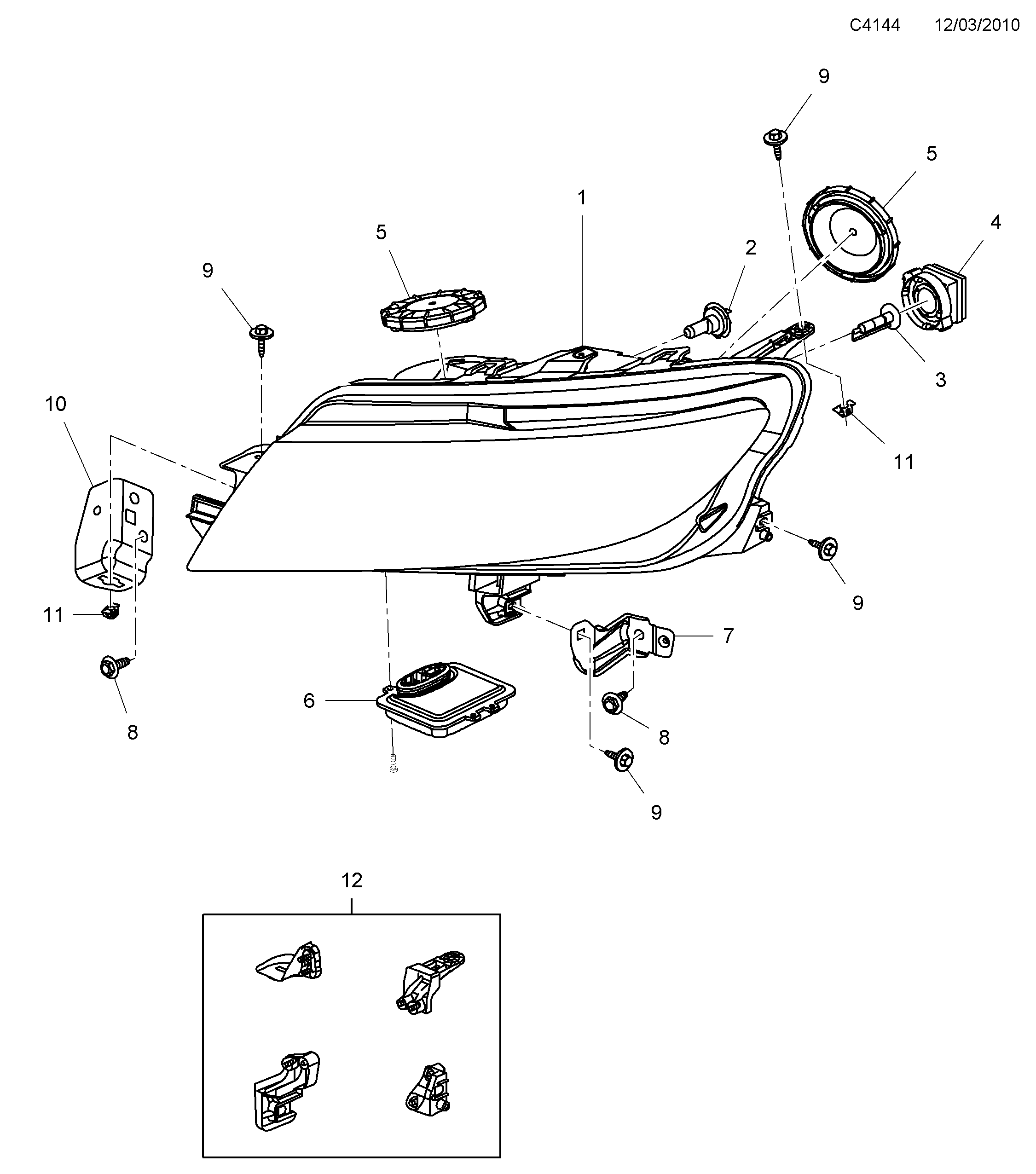 Saab 9-5 (650) Headlamp Xenon diagram