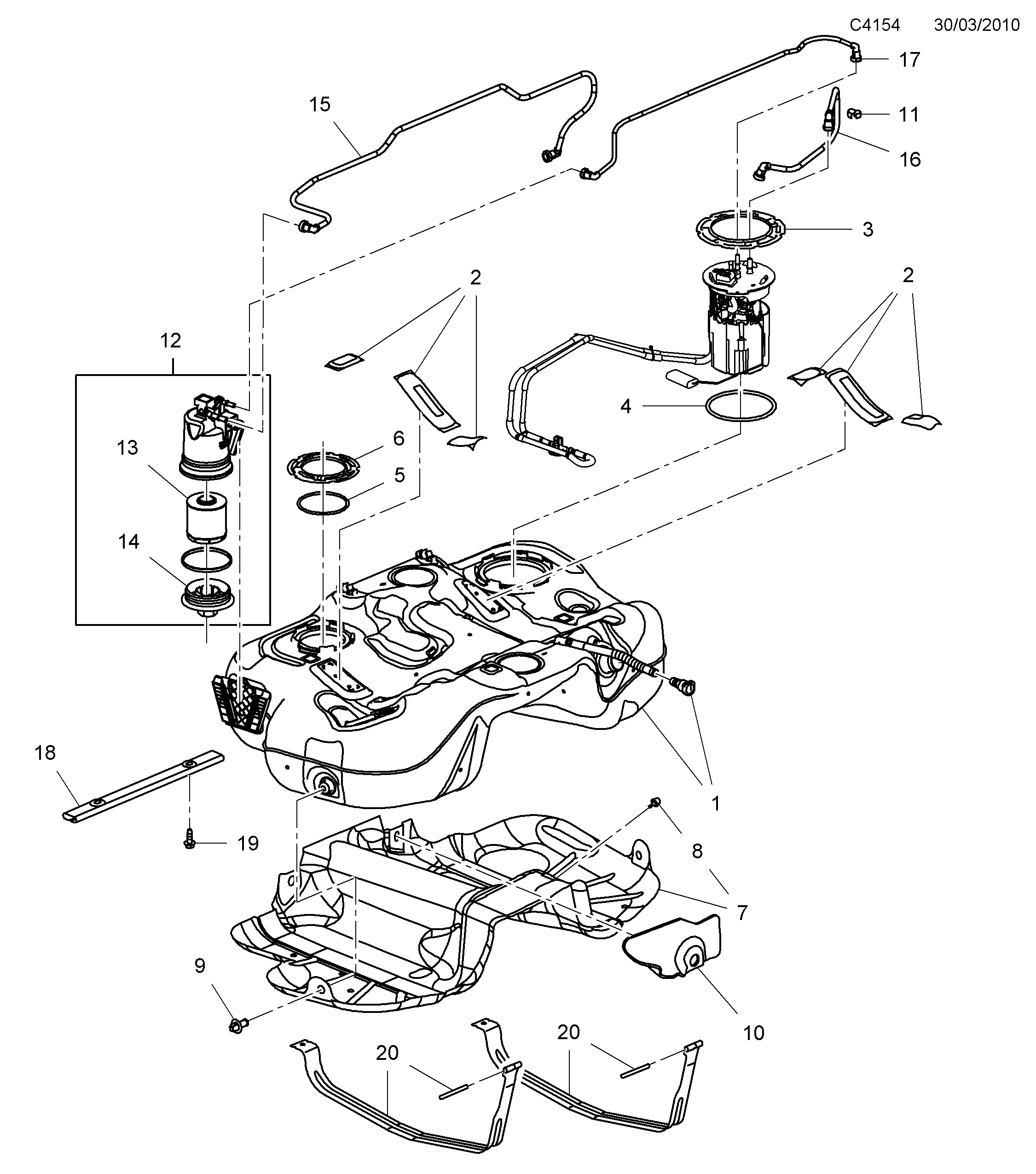 Saab 9-5 (650) Fuel tank diagram