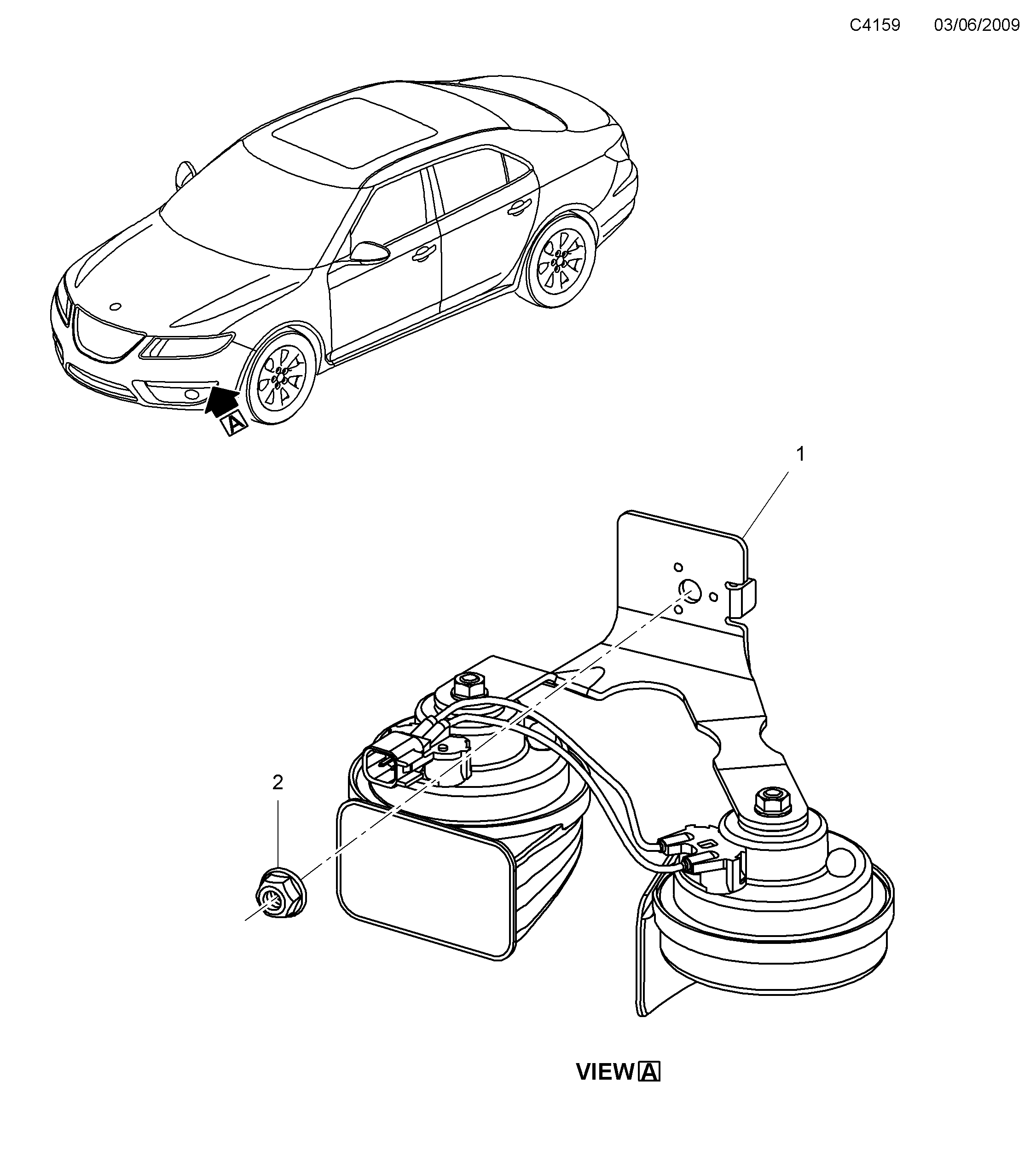 Saab 9-5 (650) Horn diagram