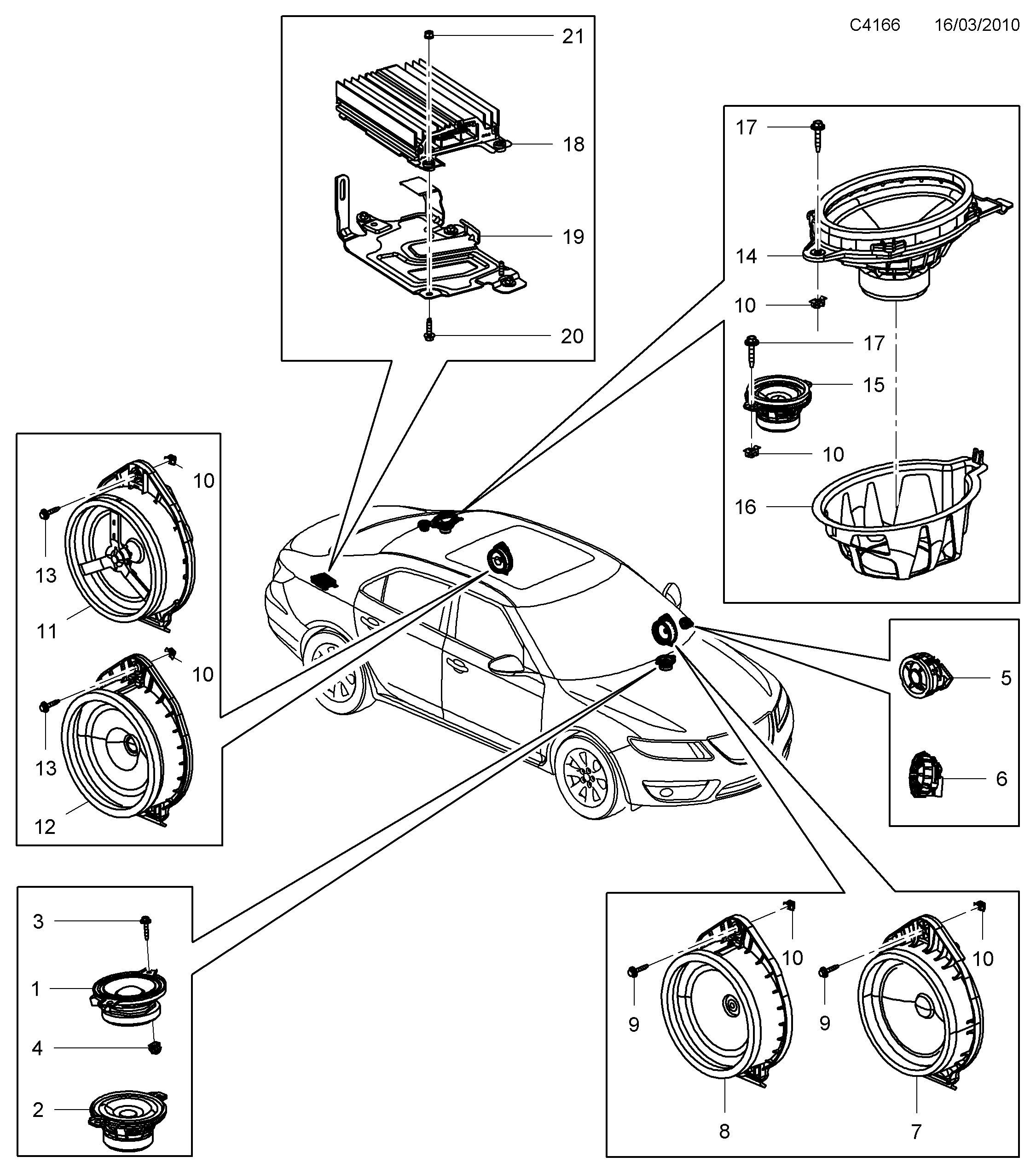 Saab 9-5 (650) Loudspeaker Booster diagram