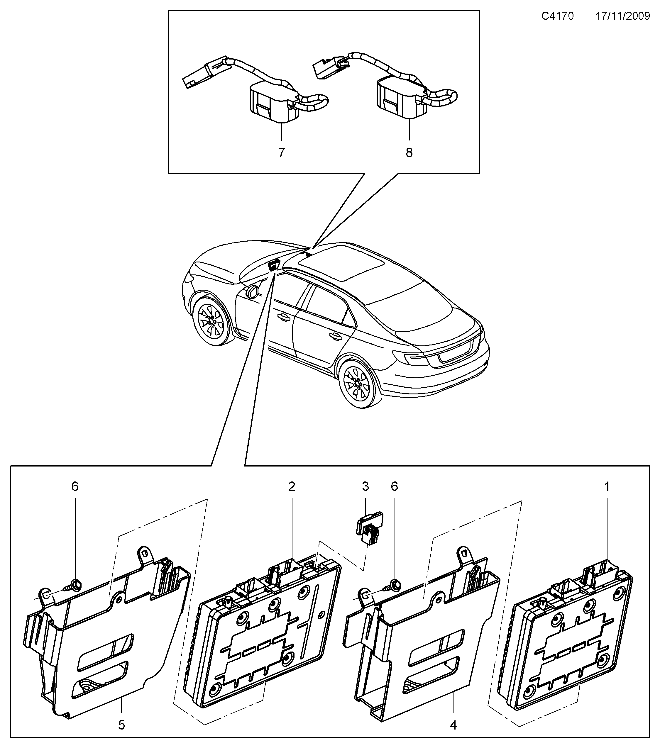Saab 9-5 (650) Telephone diagram