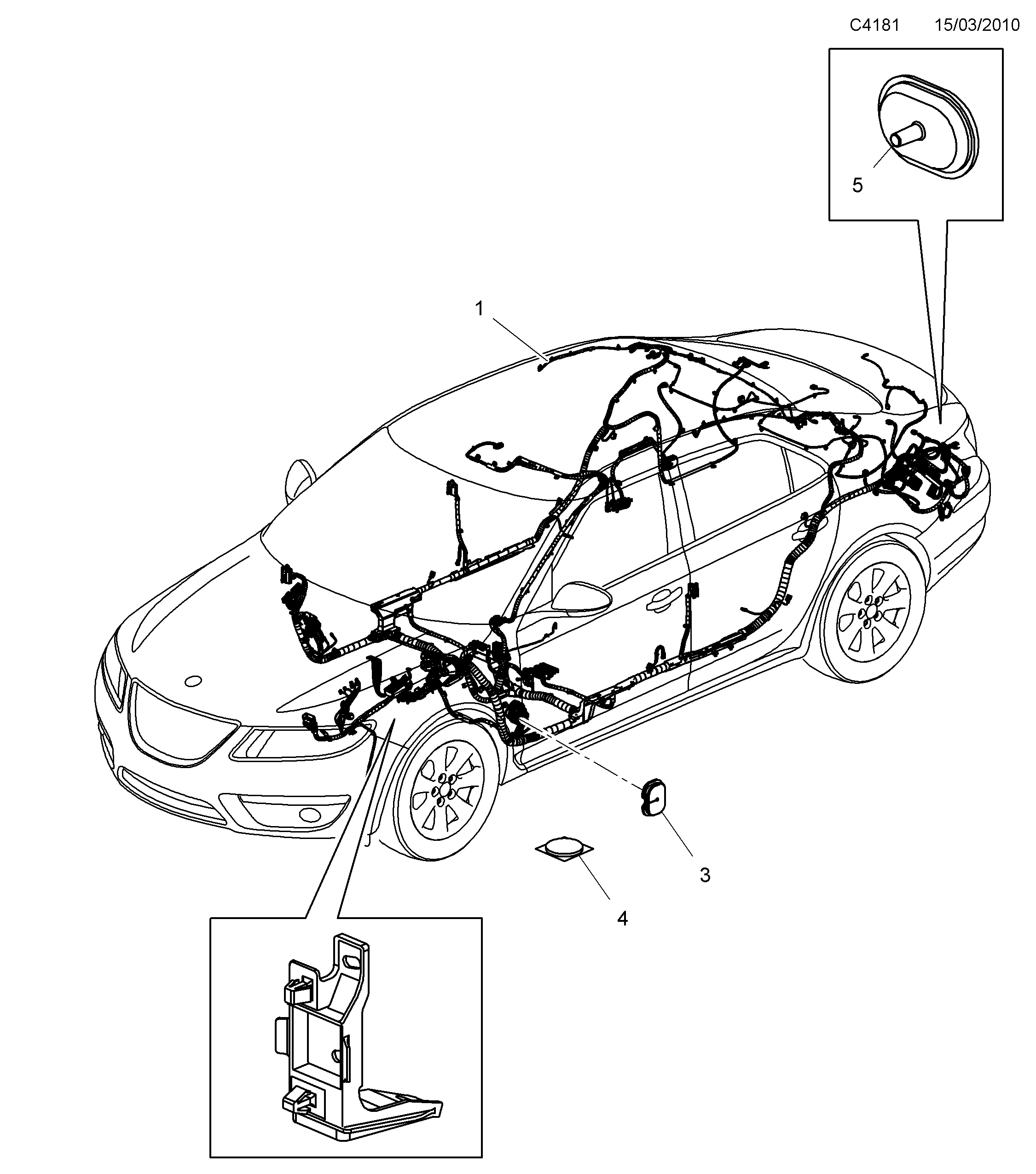 Saab 9-5 (650) Compartment diagram