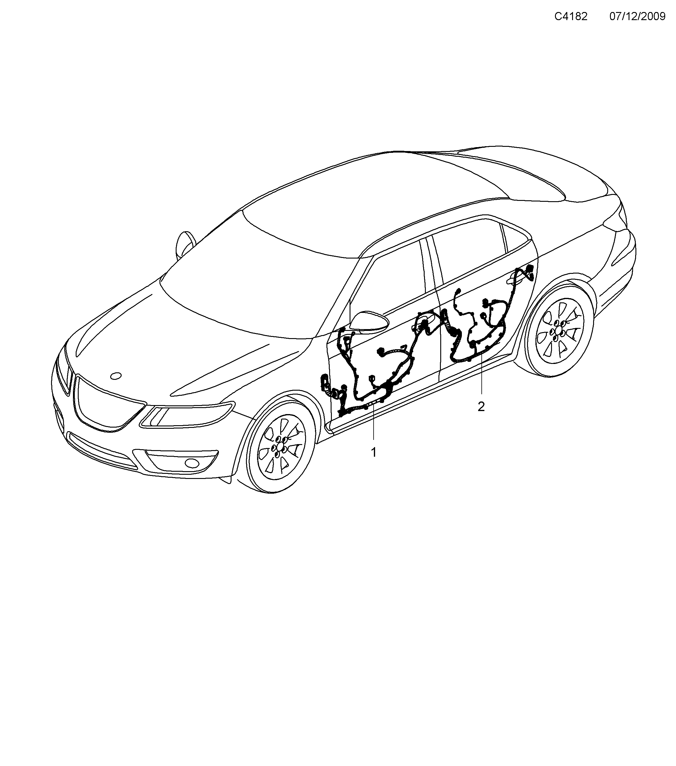 Saab 9-5 (650) Door diagram