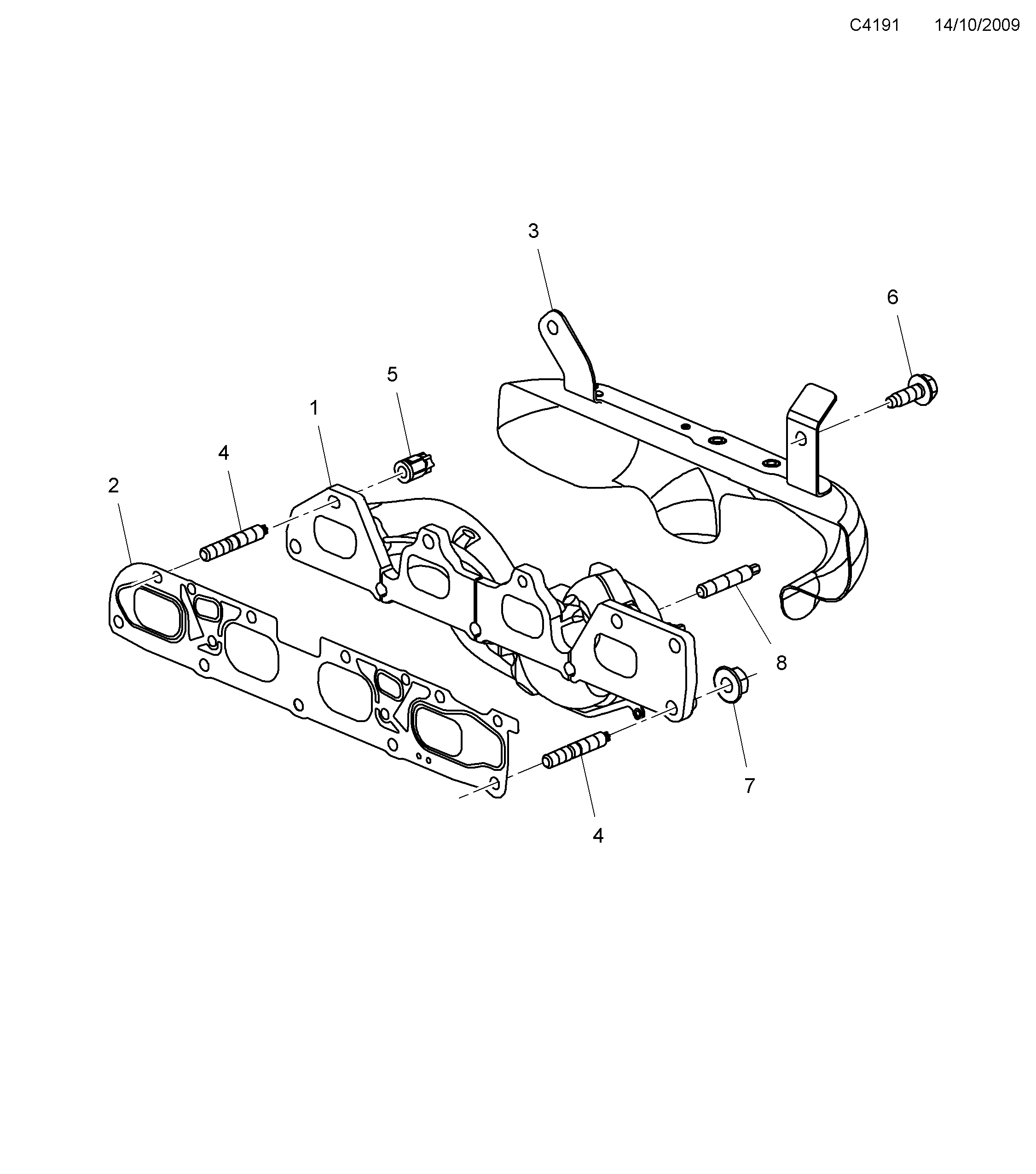 Saab 9-5 (650) Exhaust manifold diagram