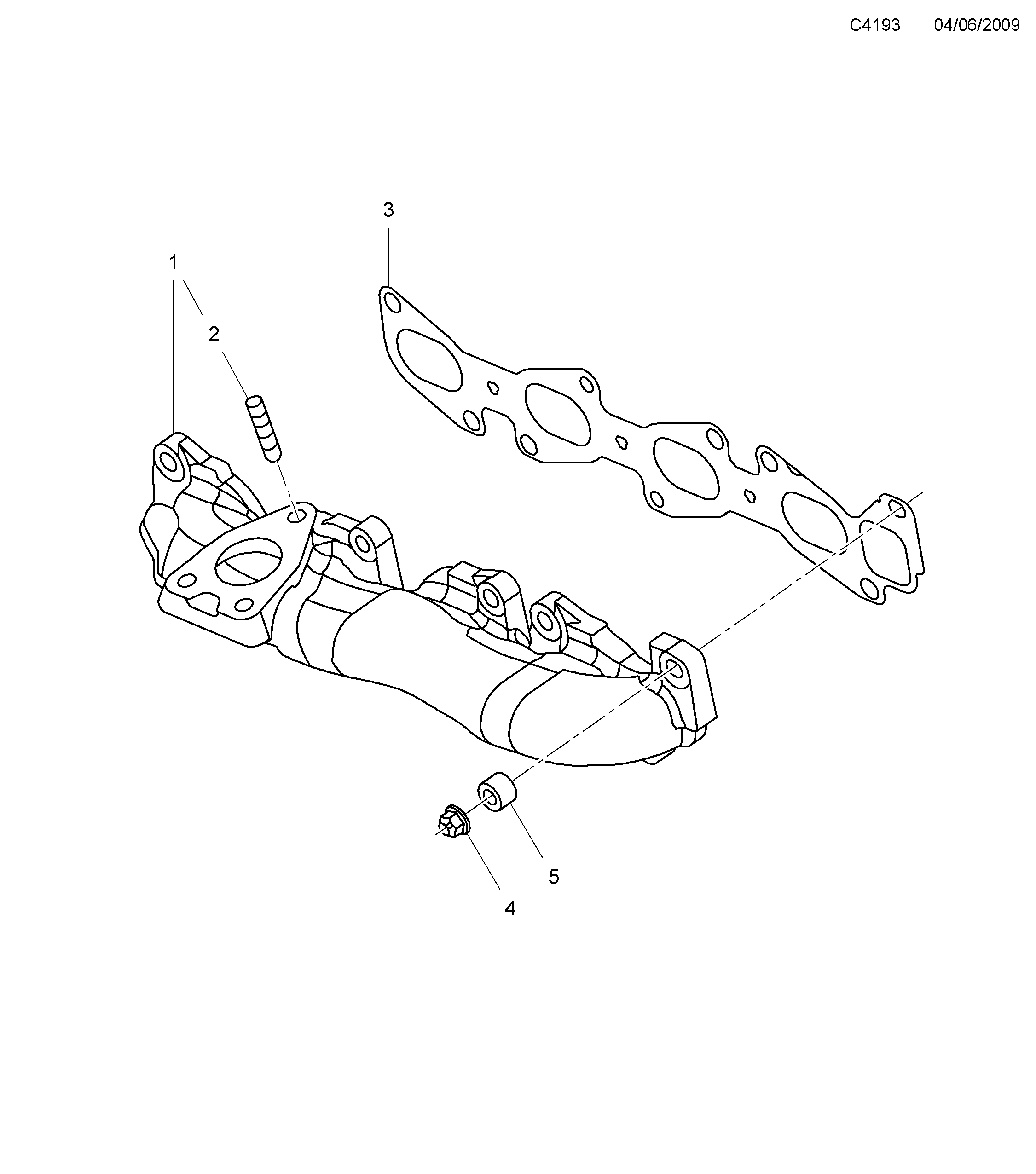 Saab 9-5 (650) Exhaust manifold diagram