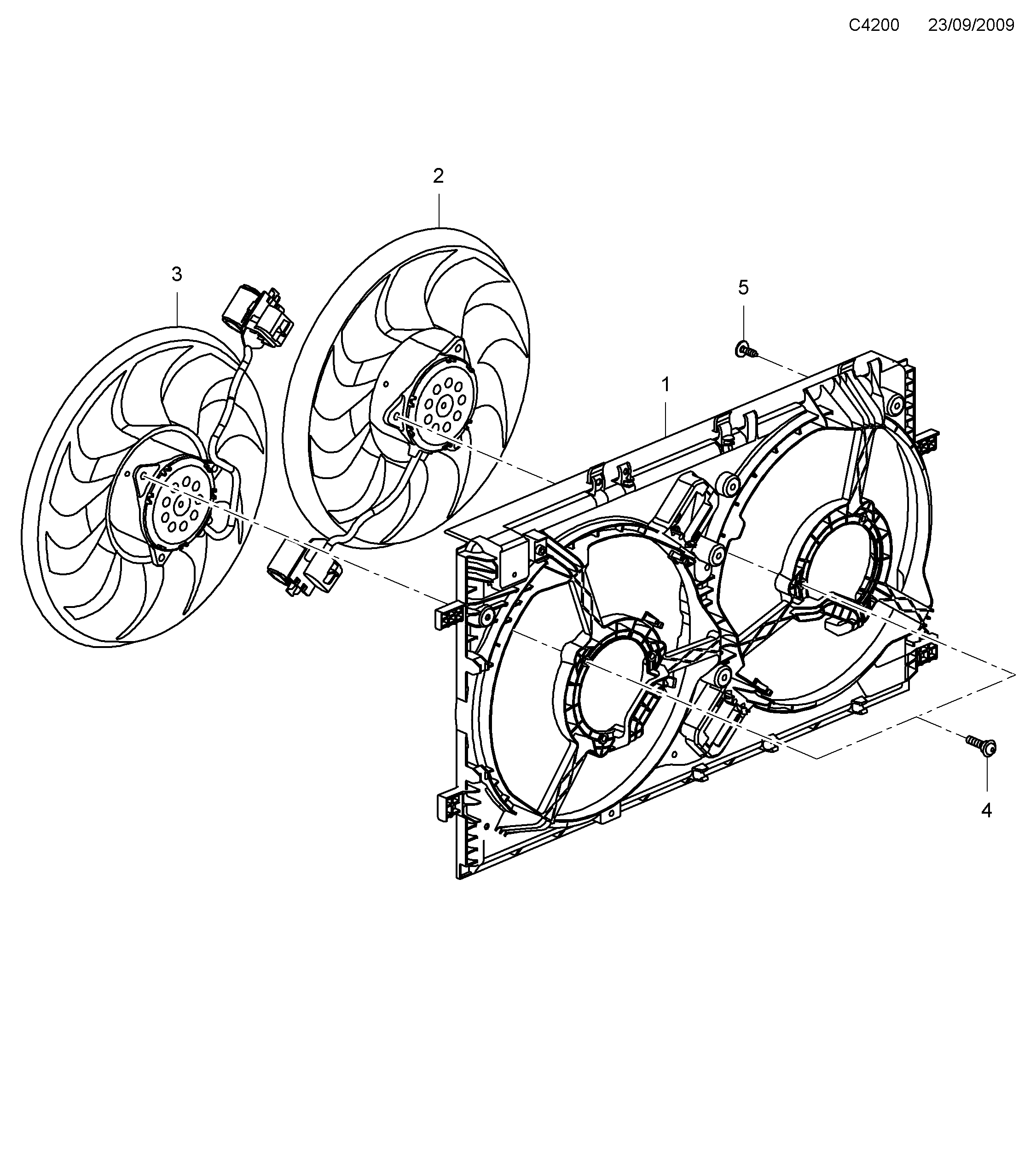 Saab 9-5 (650) Fan motor diagram