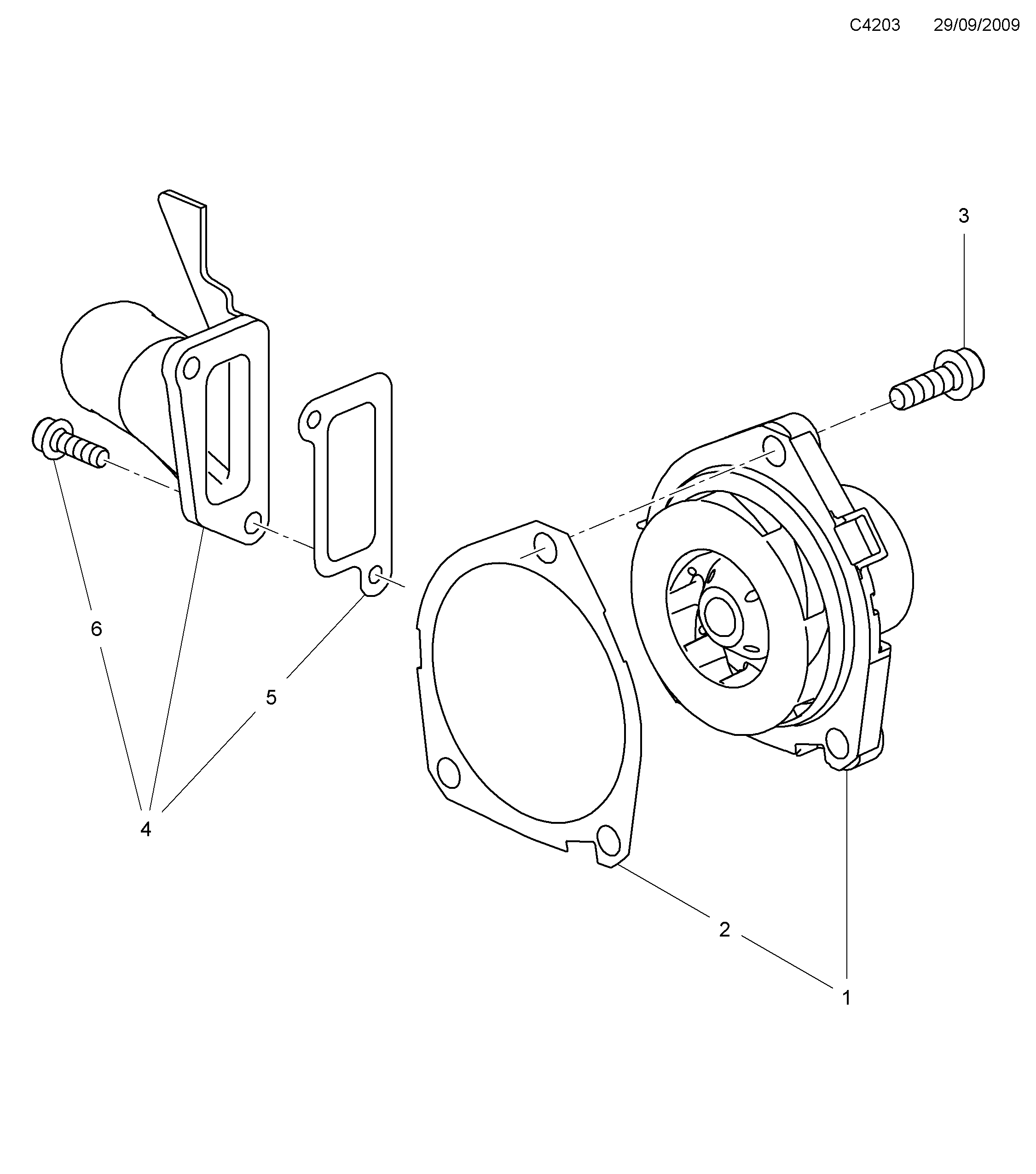 Saab 9-5 (650) Coolant pump Thermostat diagram