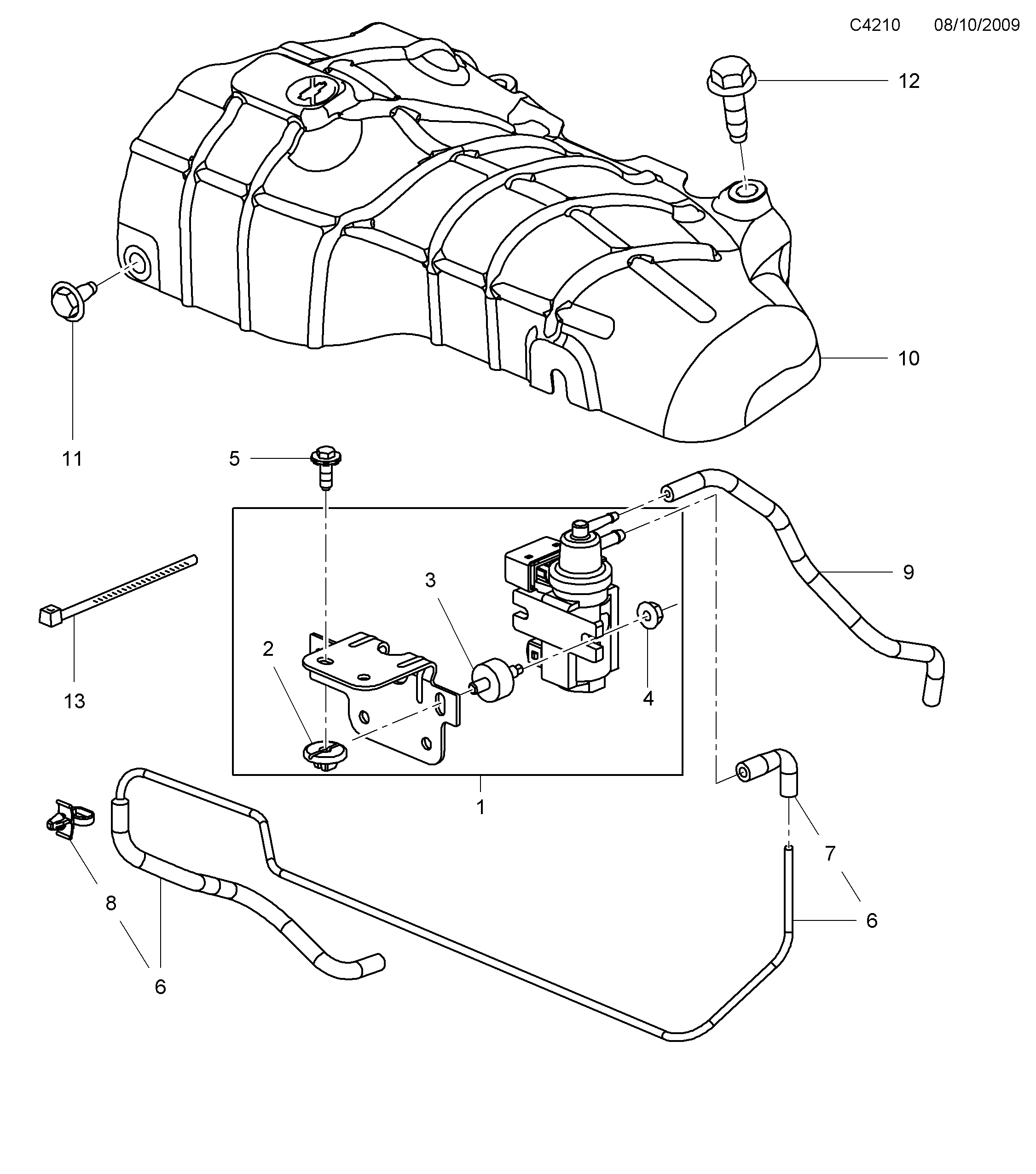 Saab 9-5 (650) Vacuum system diagram