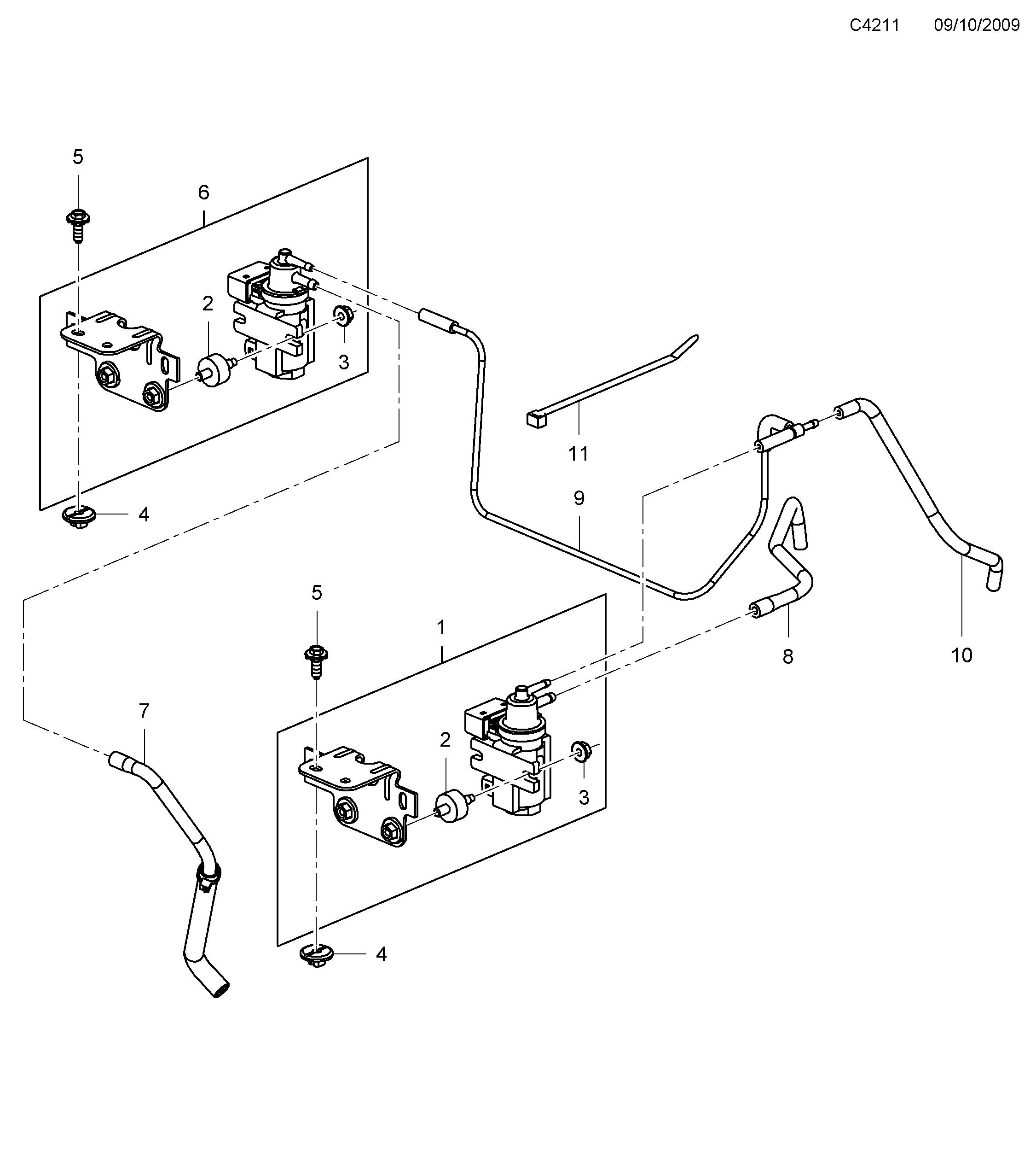 Saab 9-5 (650) Vacuum system diagram